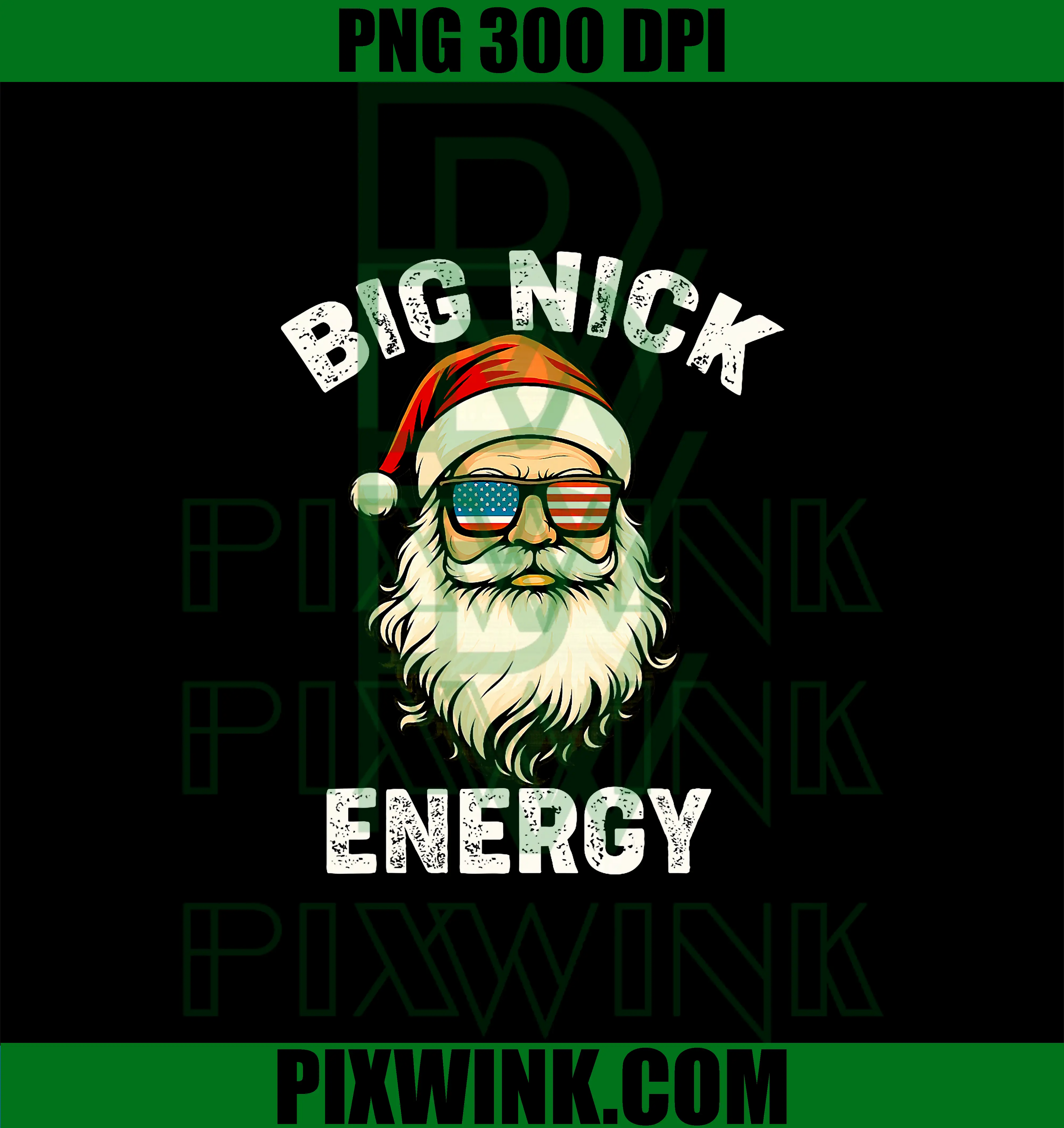 Big Nick Energy Design PNG, Cool Santa Christmas Art PNG