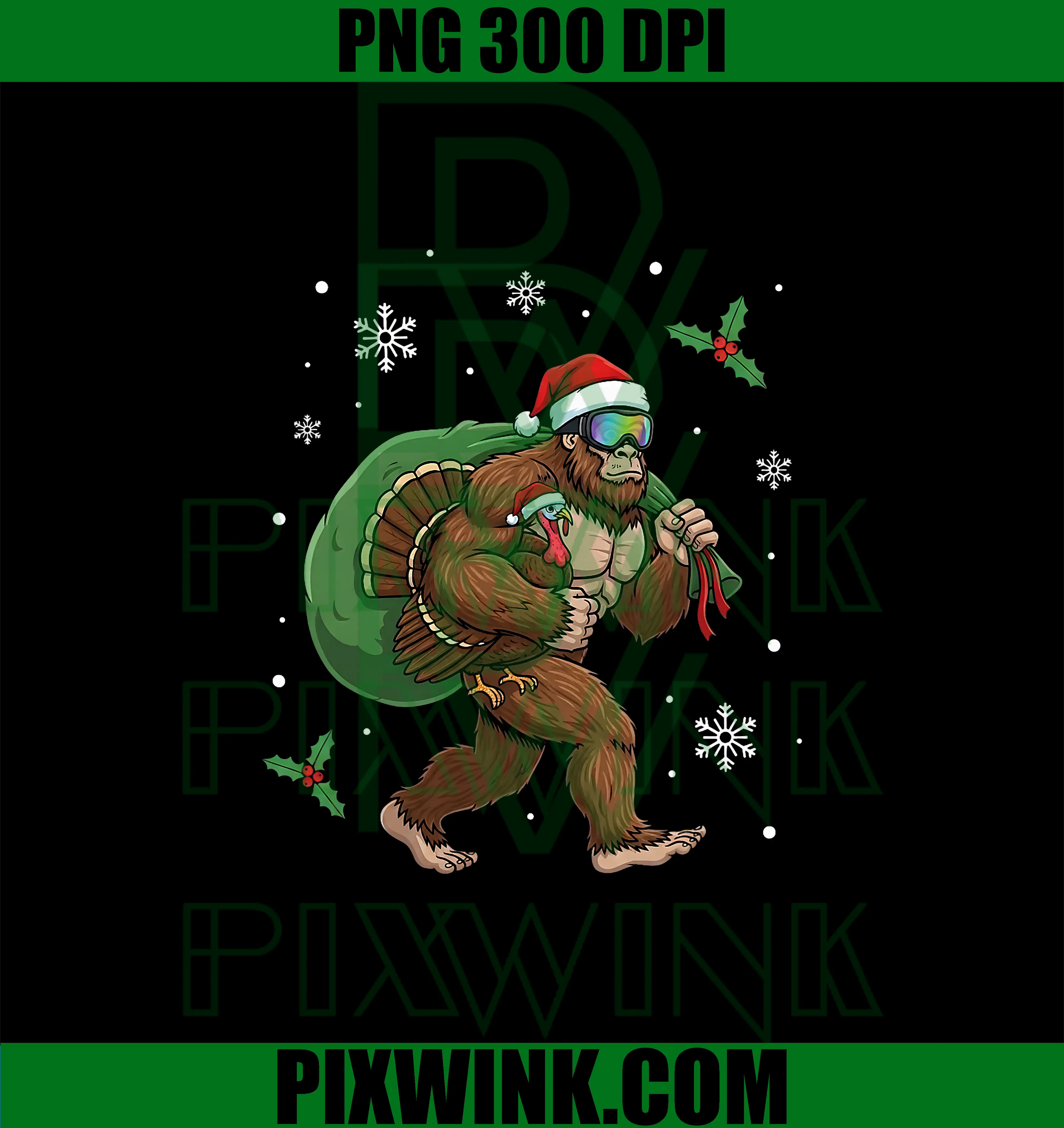 Bigfoot Pilgrim Turkey PNG, Thanksgiving Sasquatch Christmas PNG