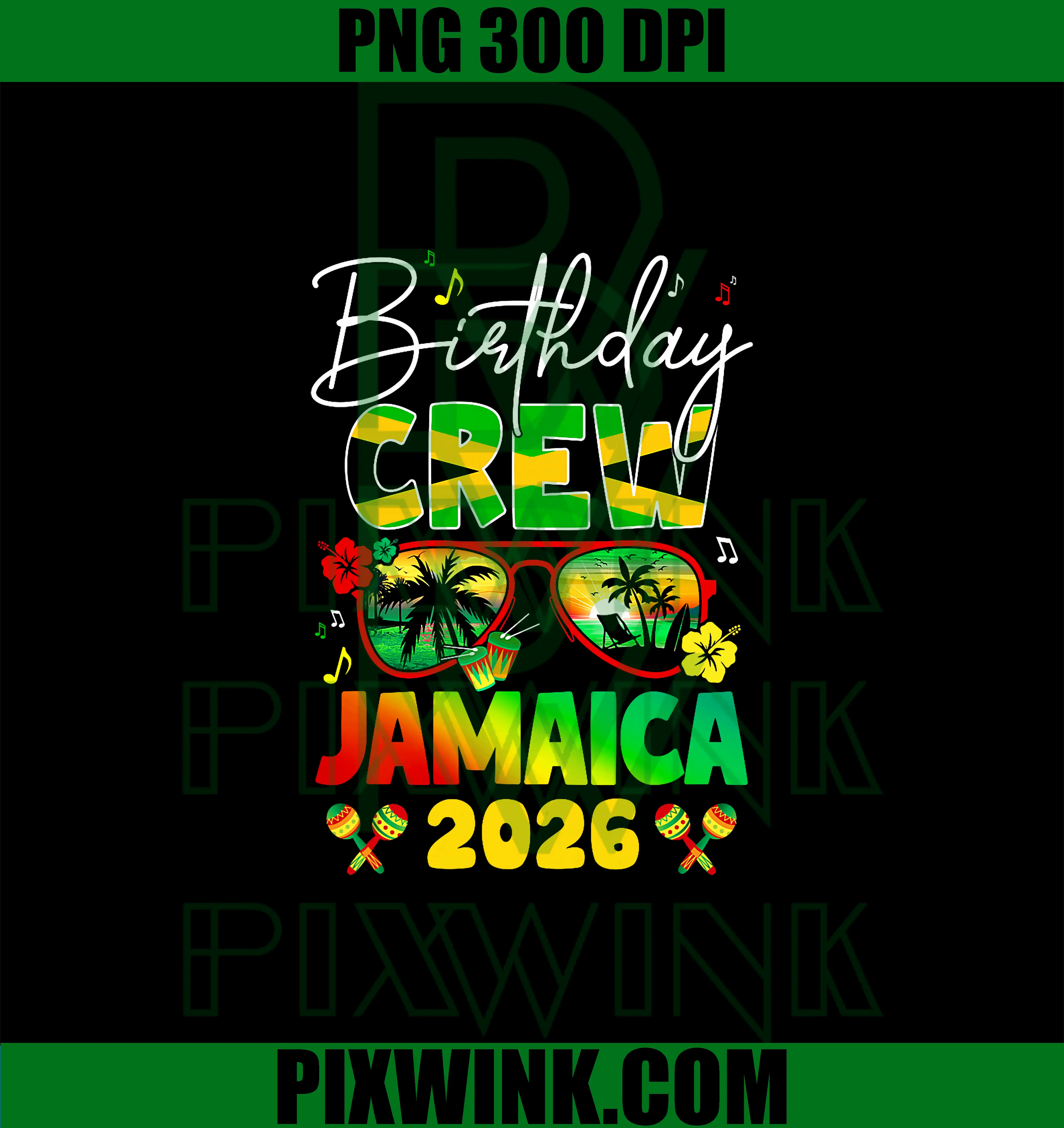 Birthday Crew Jamaica 2026 PNG, Birthday Party Matching PNG