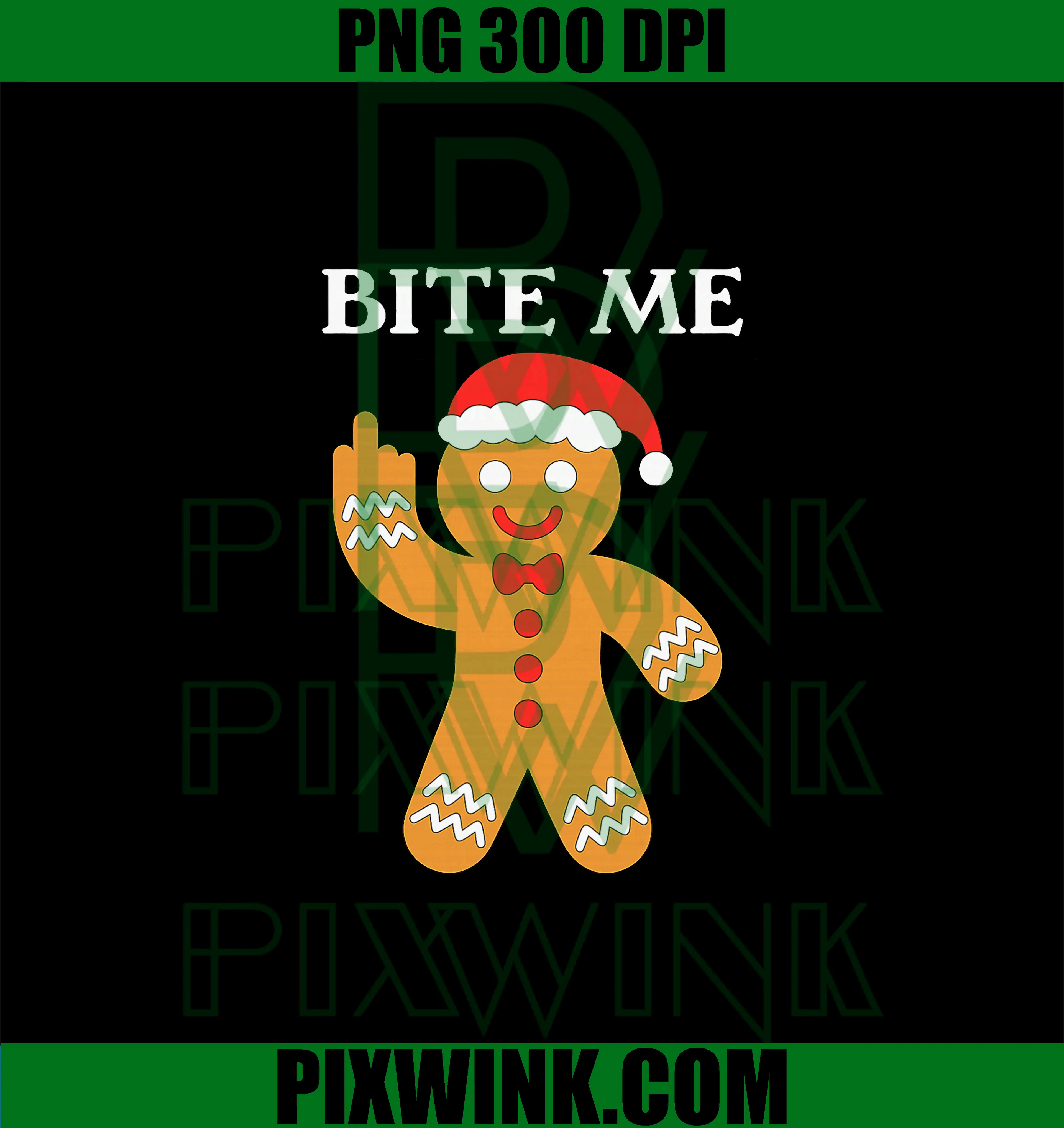 Bite Me Gingerbread Santa PNG, Naughty Christmas Humor PNG