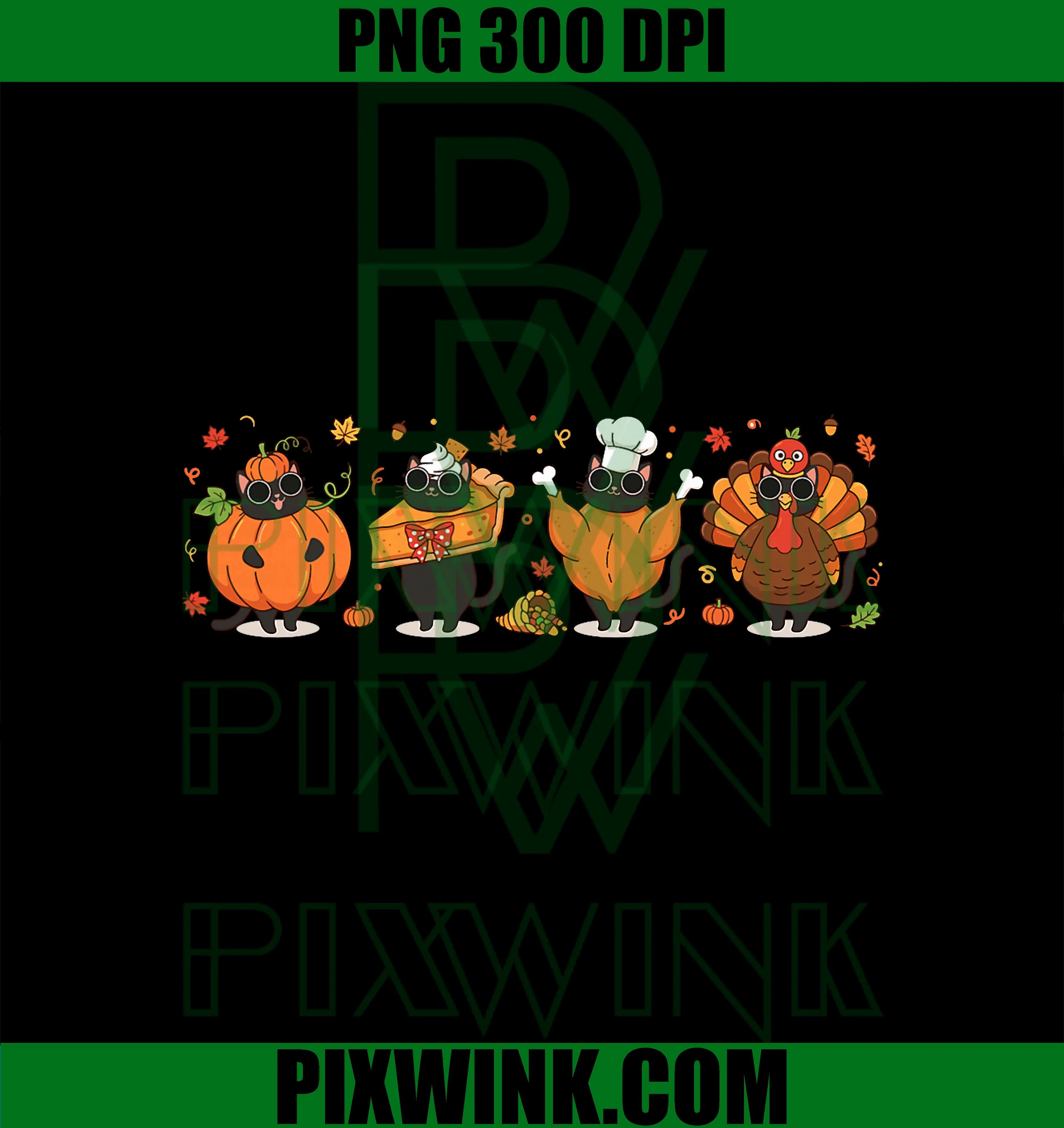 Black Cat Pumpkin Pie PNG, Turkey Thanksgiving Fall PNG
