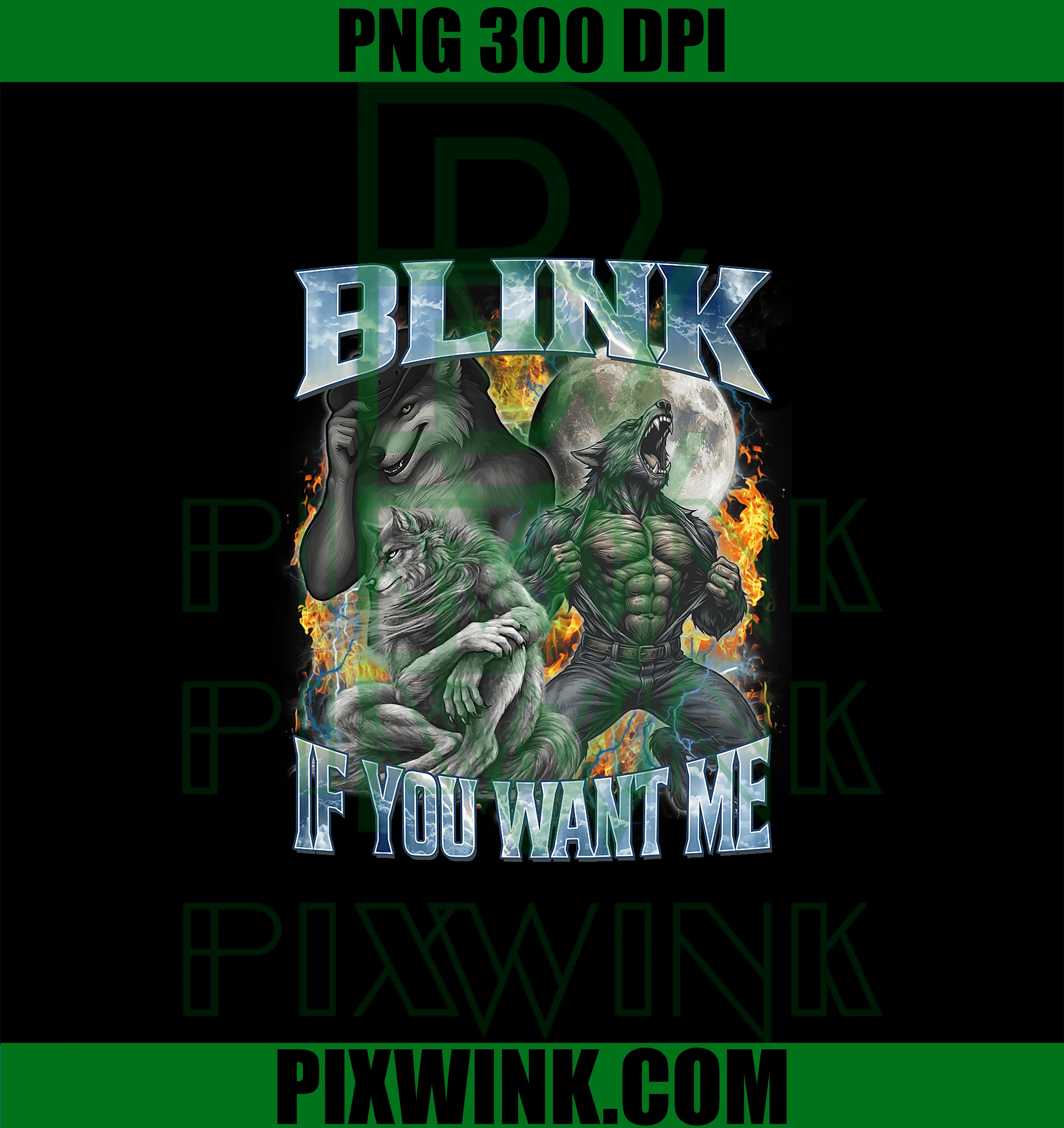 Blink If You Want Me PNG, Funny Alpha Wolf Bootleg Meme PNG