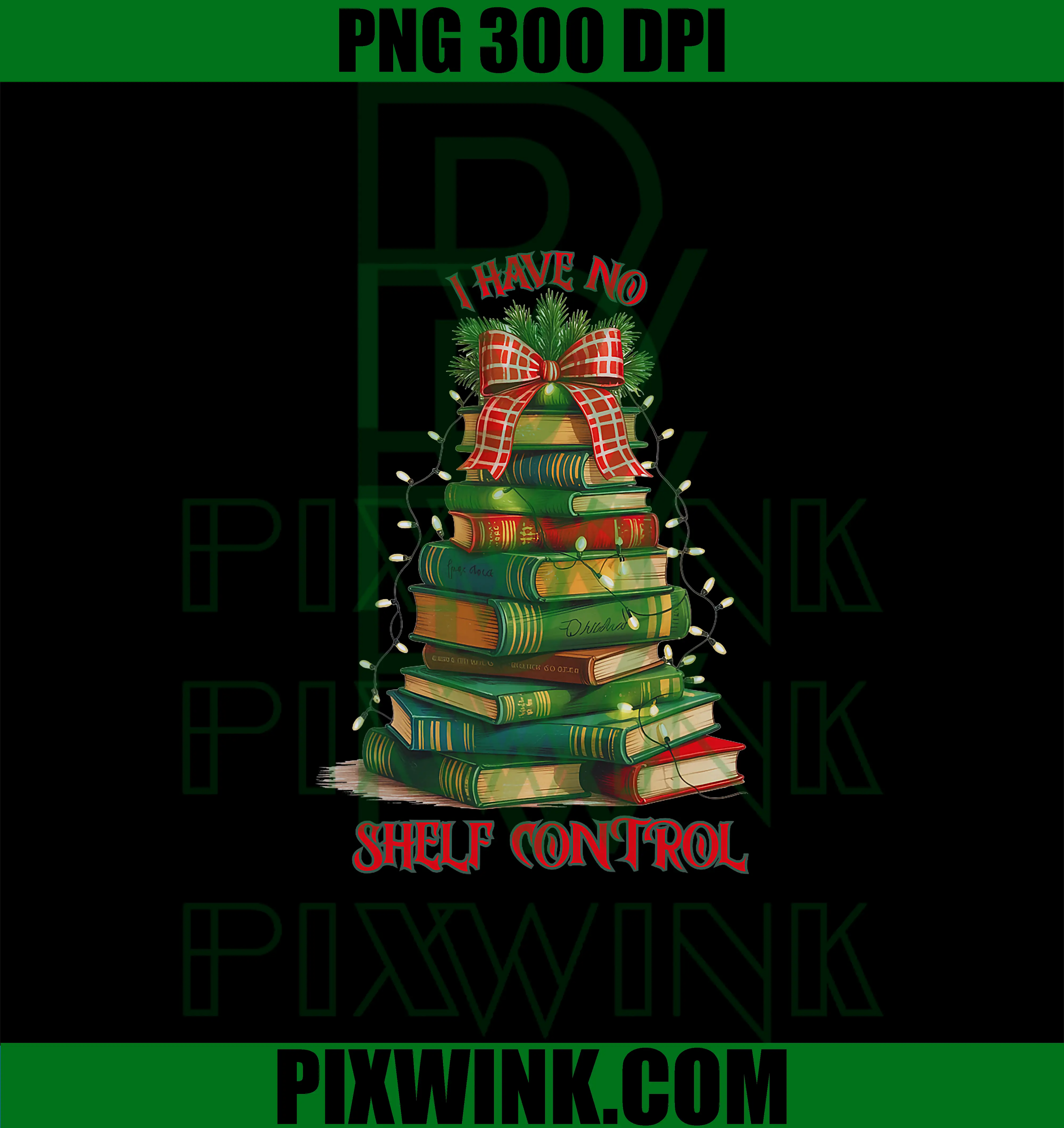 I Have No Shelf Control PNG, Book Lover Christmas Tree PNG