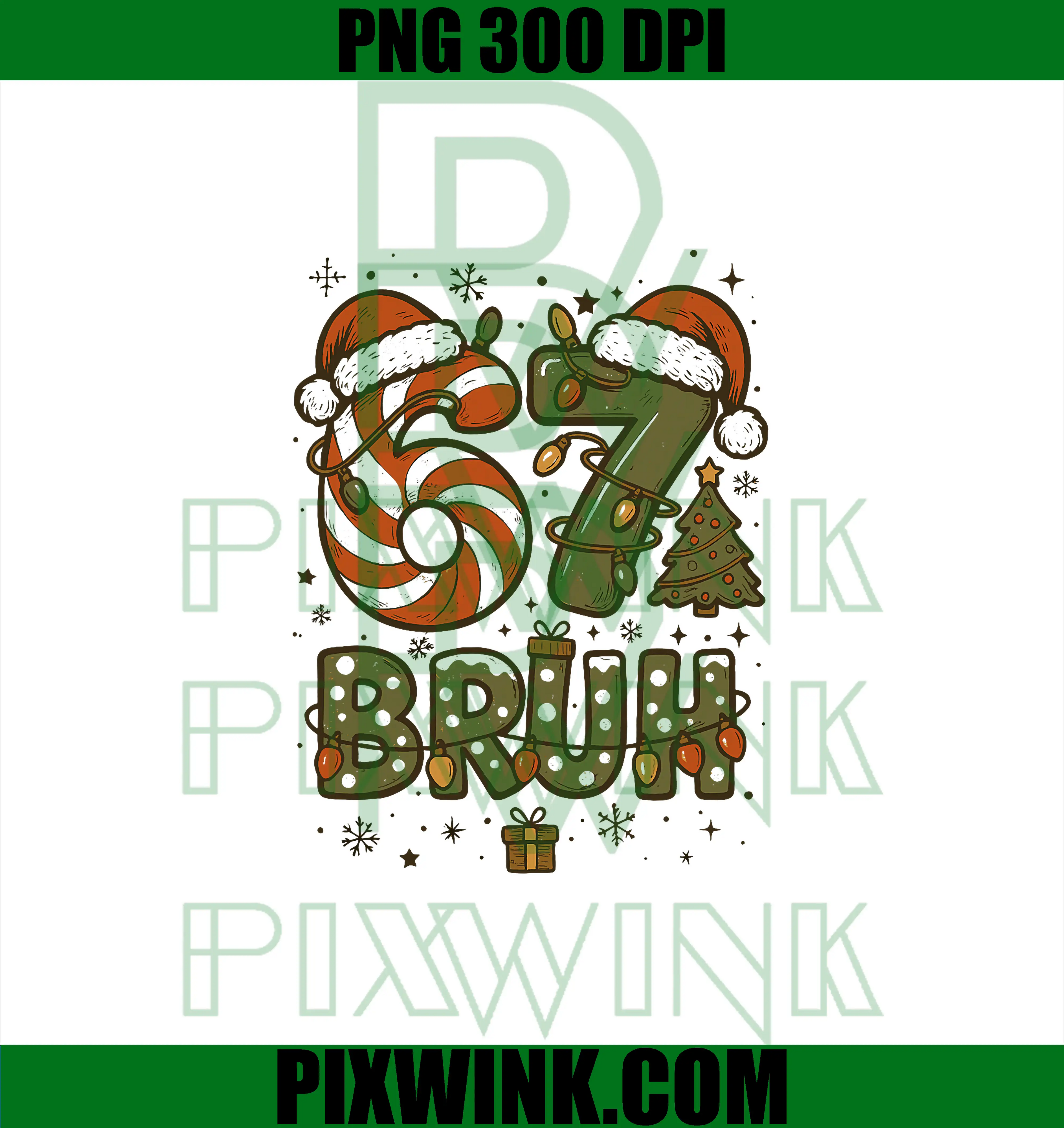 Bruh 67 Six Seven Retro PNG, Christmas Funny PNG