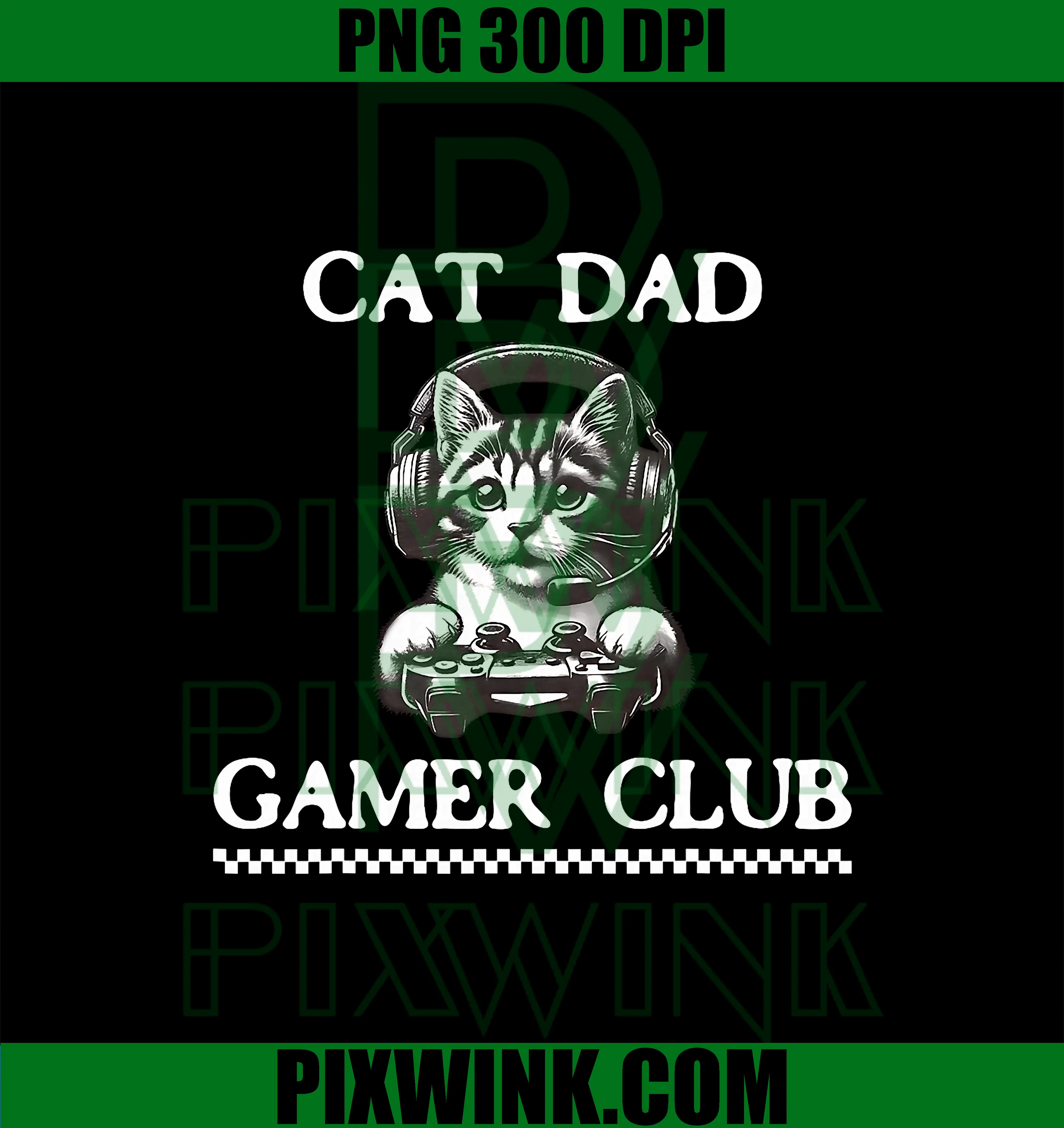 Cat Dad Gamer Club PNG, Funny Cat Lover Gaming Game PNG