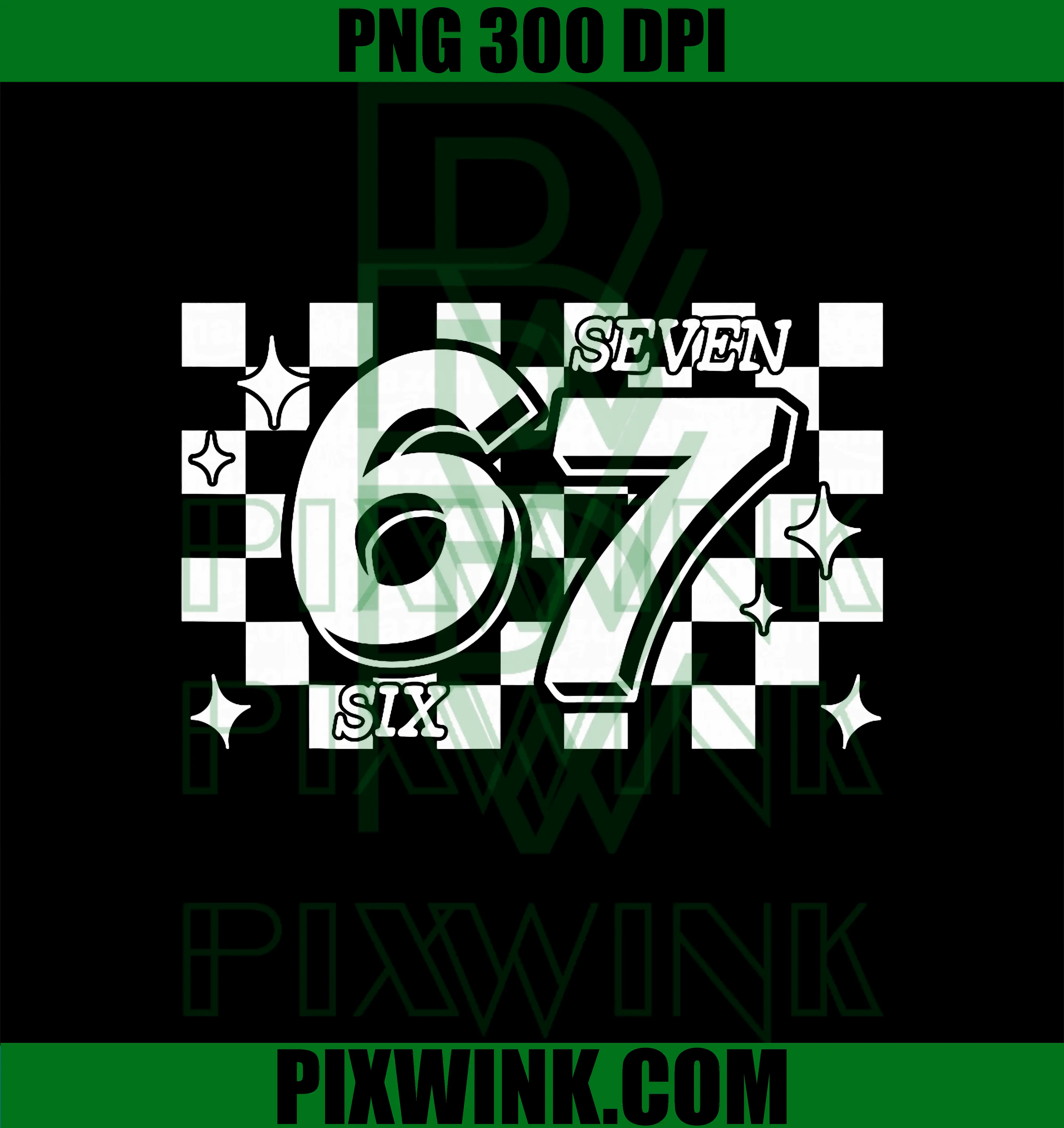 Checkered Six Seven PNG, 6 7 Meme Gen Alpha Slang PNG
