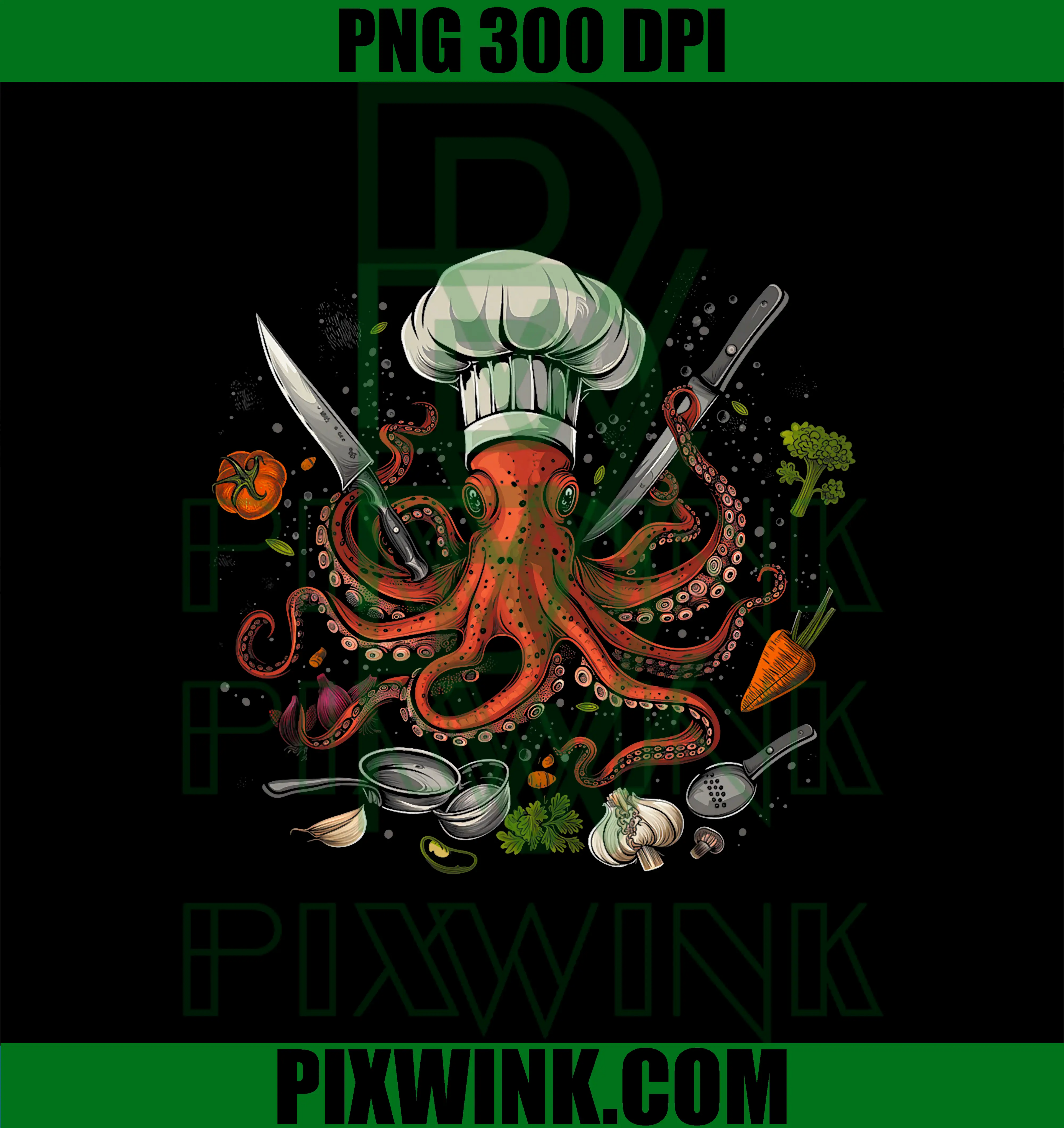 Chef Octopus PNG, Funny Cooking Sous Chef Cook PNG