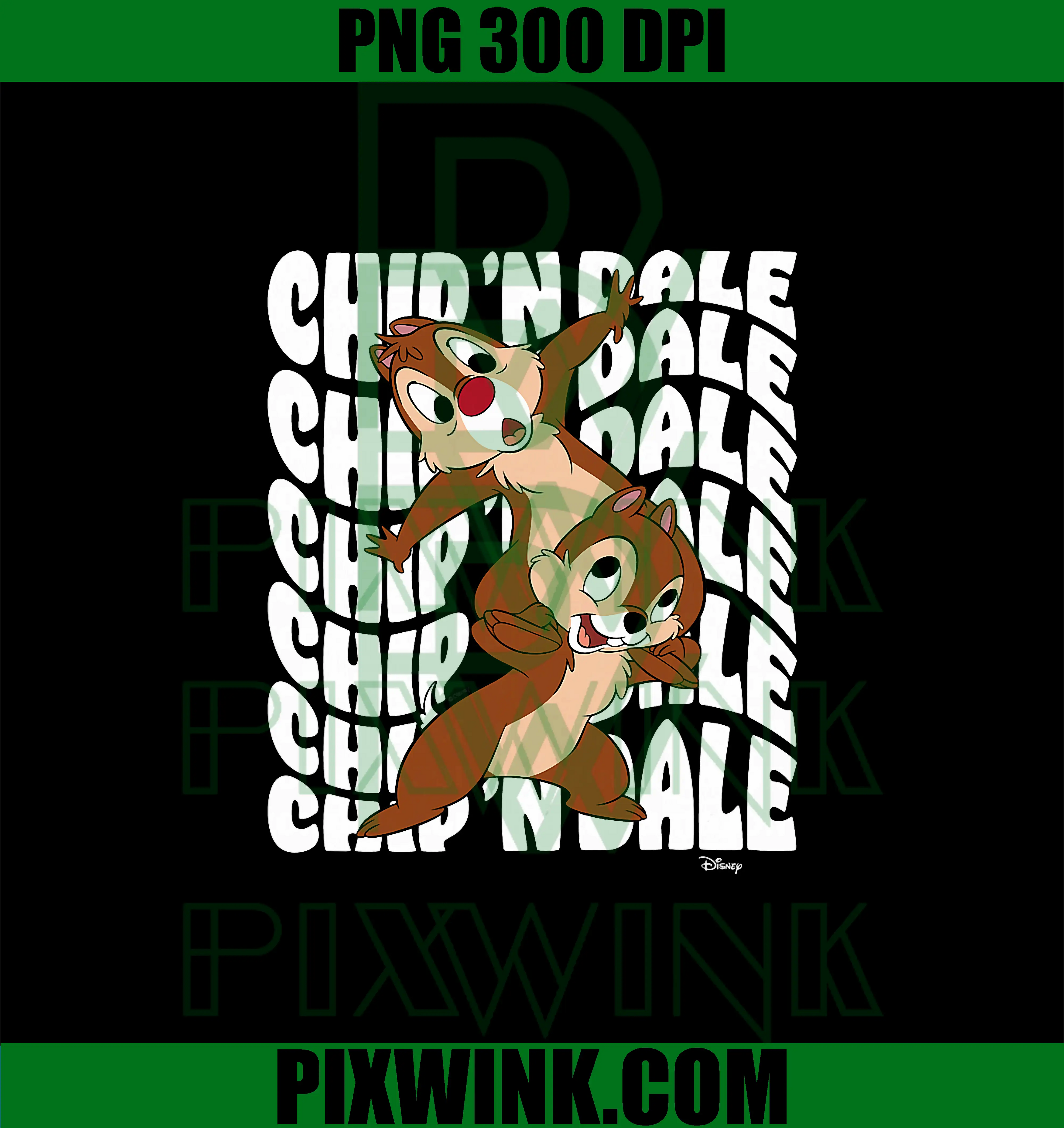 Chip 'N Dale PNG, Rescue Rangers Wavy Stacked PNG