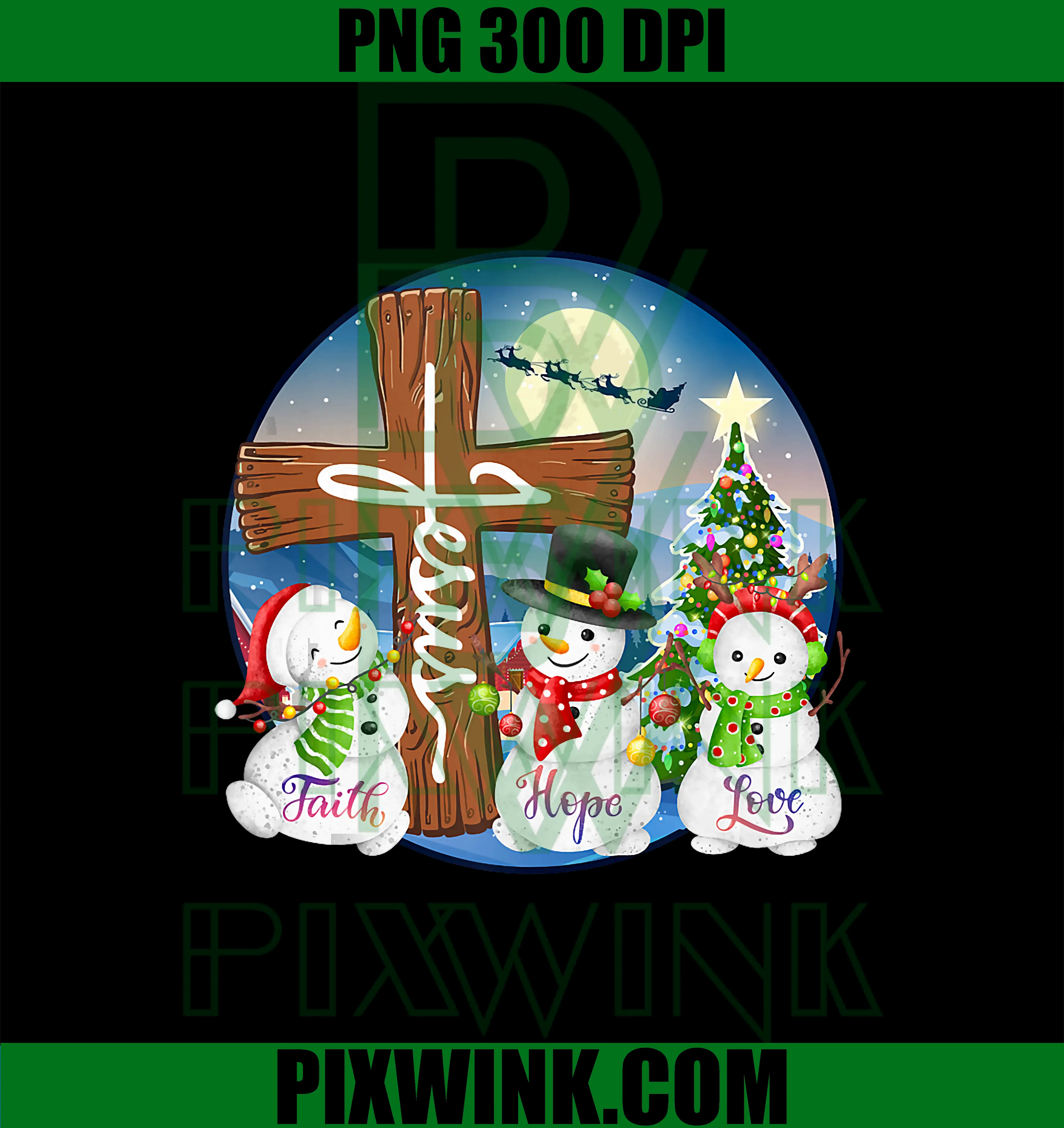 Christmas 2025 Faith Hope Love PNG, Snowman Christian Cross PNG
