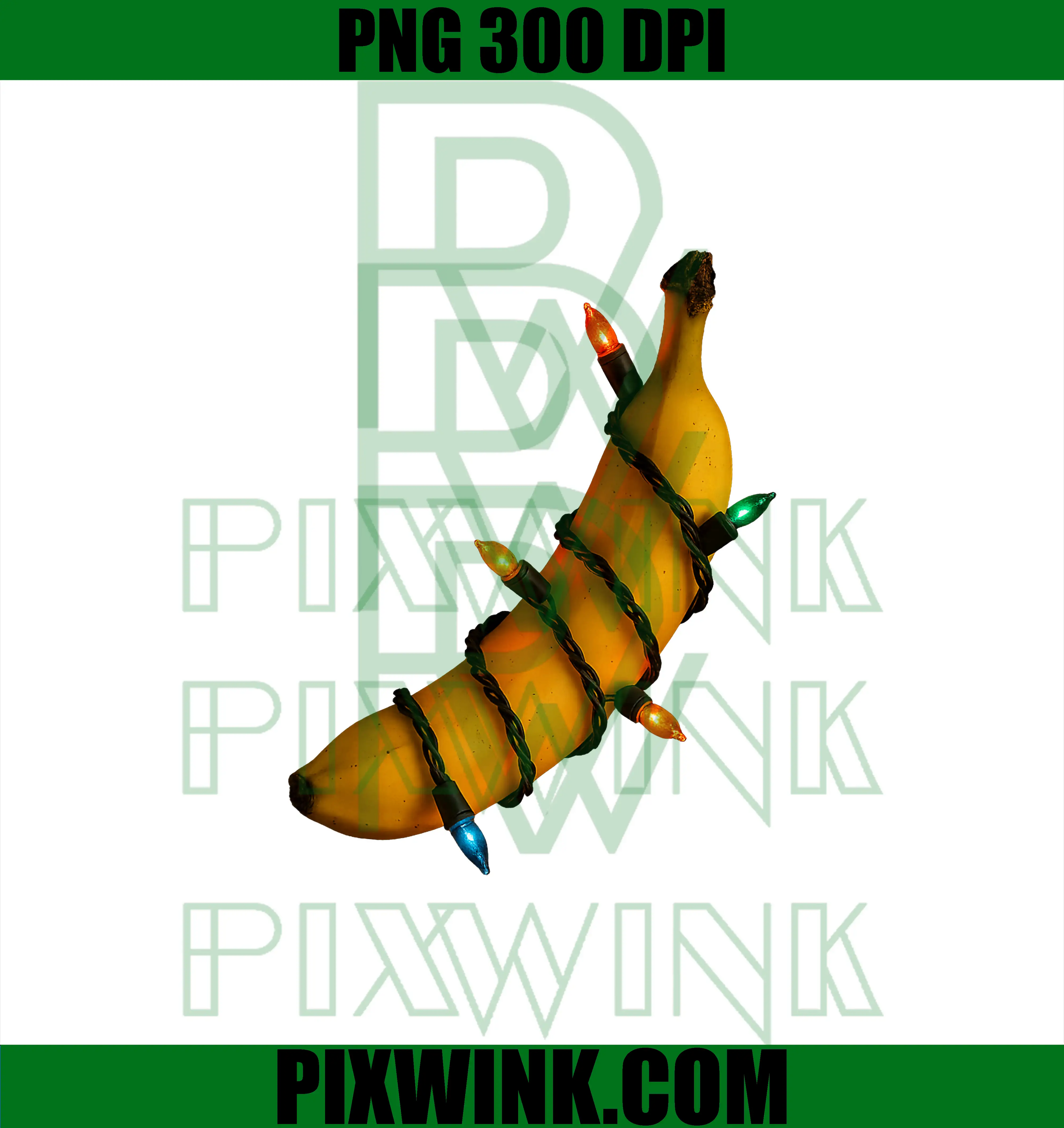 Christmas Banana With Lights PNG, Fun Holiday Design PNG