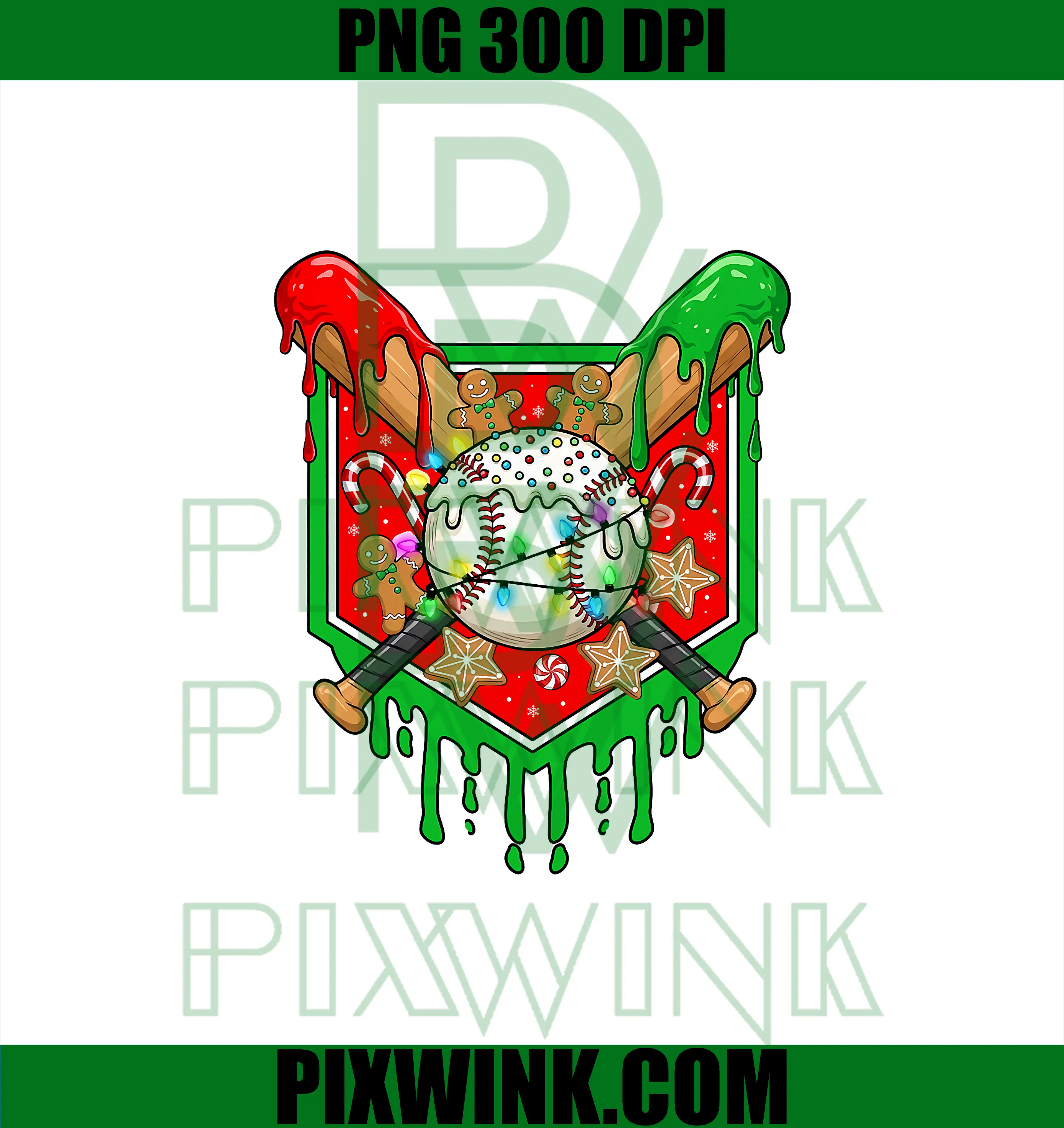 Christmas Baseball Drip PNG, Ice Cream Drip Baseball PNG