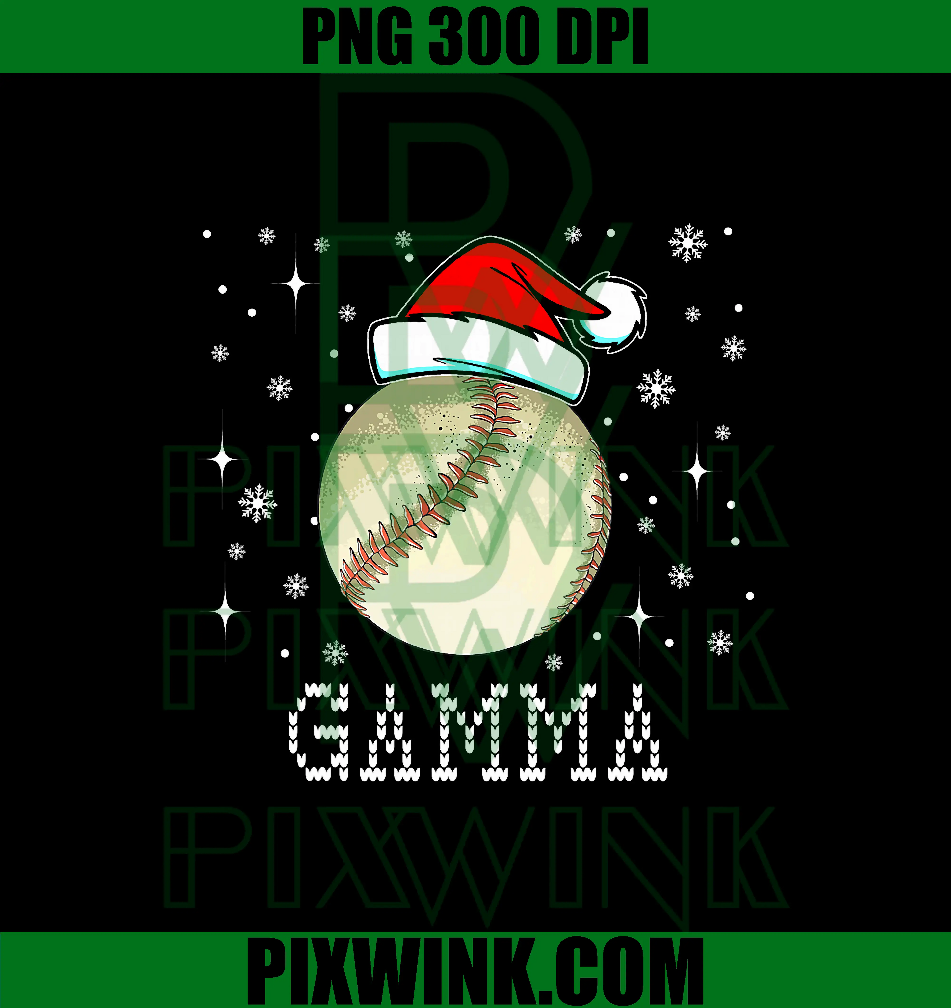 Christmas Baseball Gamma PNG, Xmas Santa Hat PNG