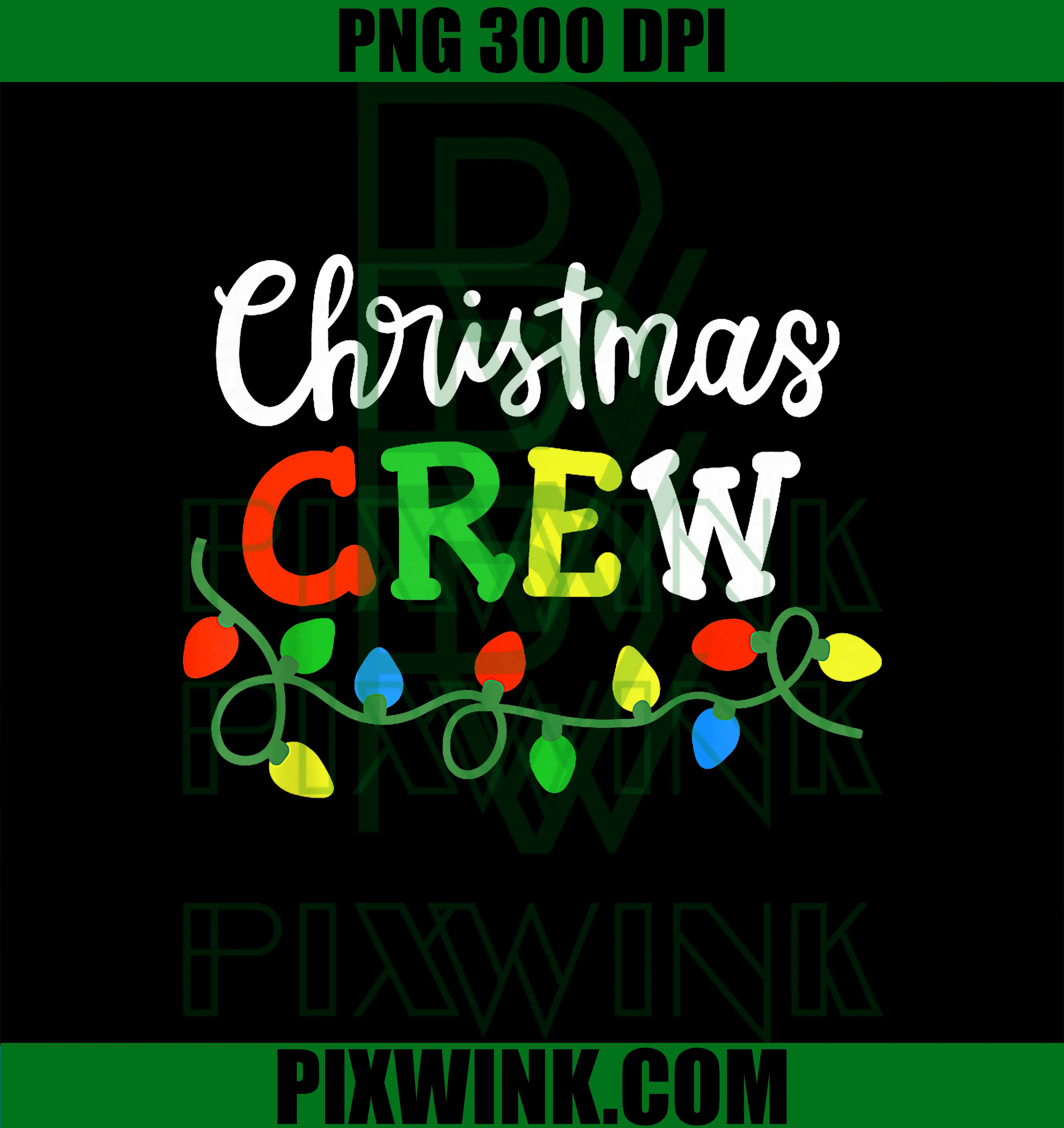 Cute Christmas Crew PNG, Colorful Holiday Light String Design PNG
