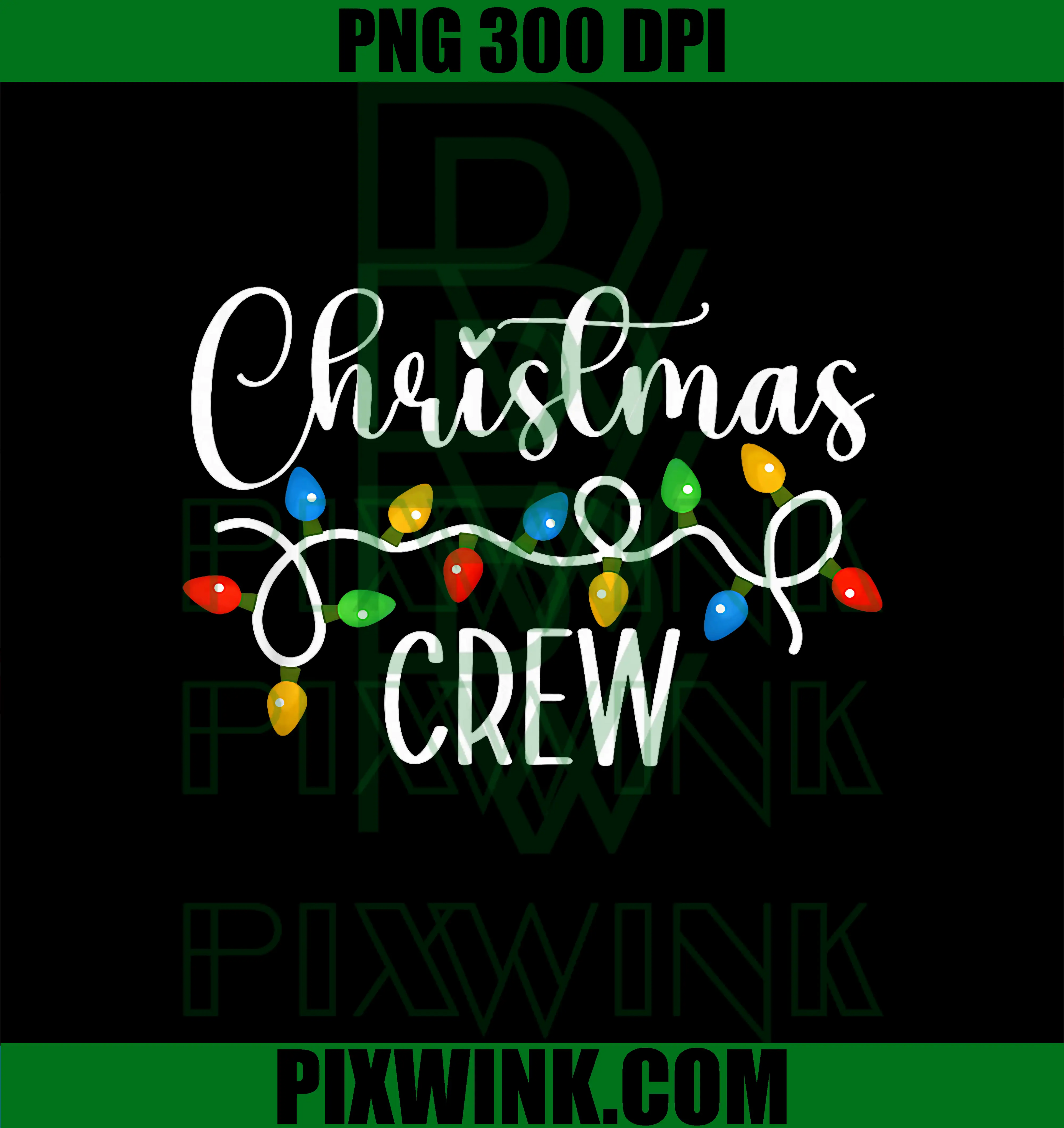 Christmas Crew Matching PNG, Festive Holiday Lights Family PNG