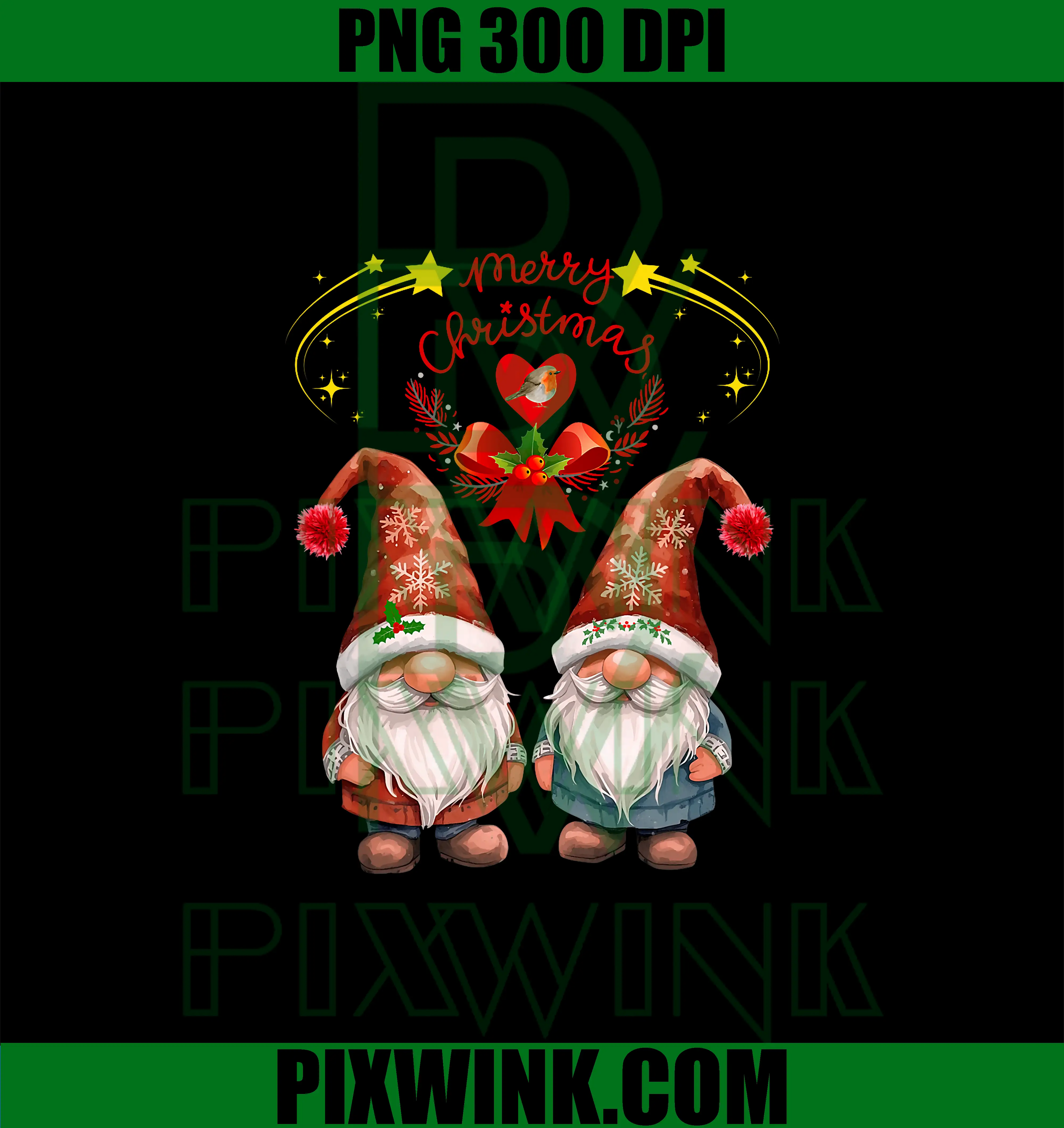 Christmas GONKS GONK PNG, Gnomes Heart Robin Xmas PNG