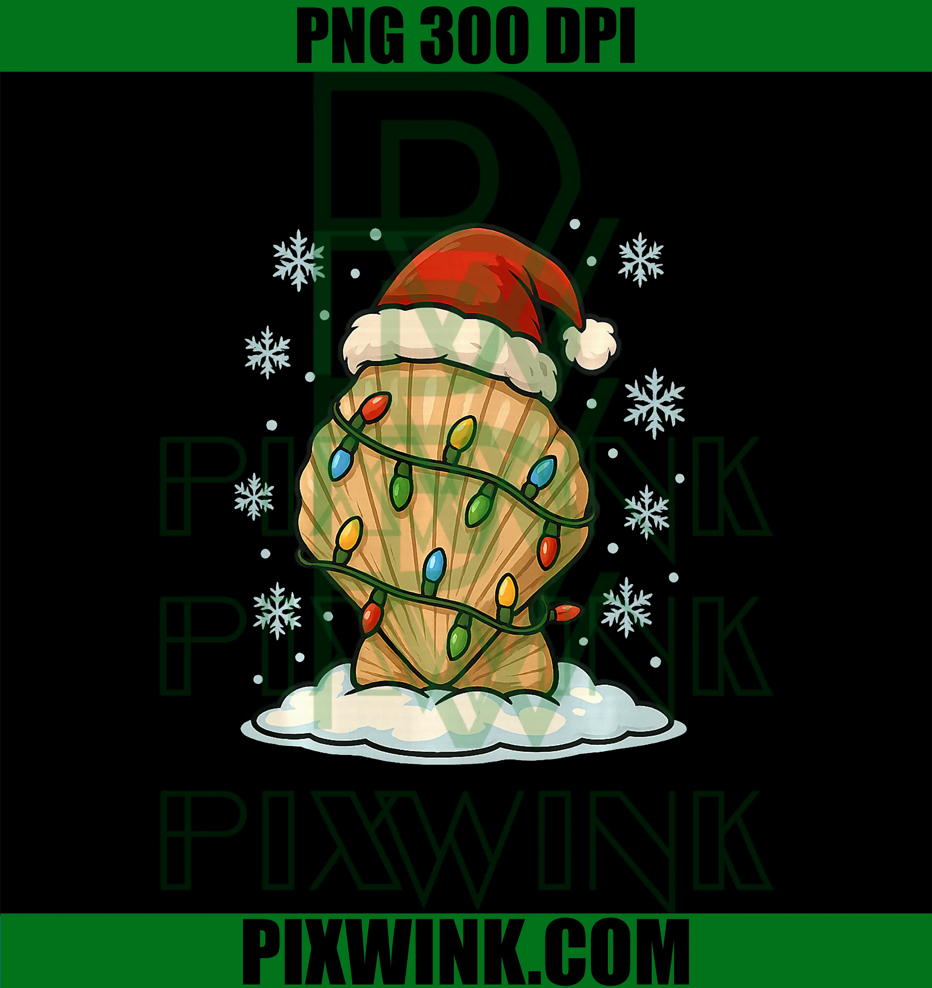 Christmas Lights Wrapped On Cute Seashell PNG, Beach Ocean Lover PNG