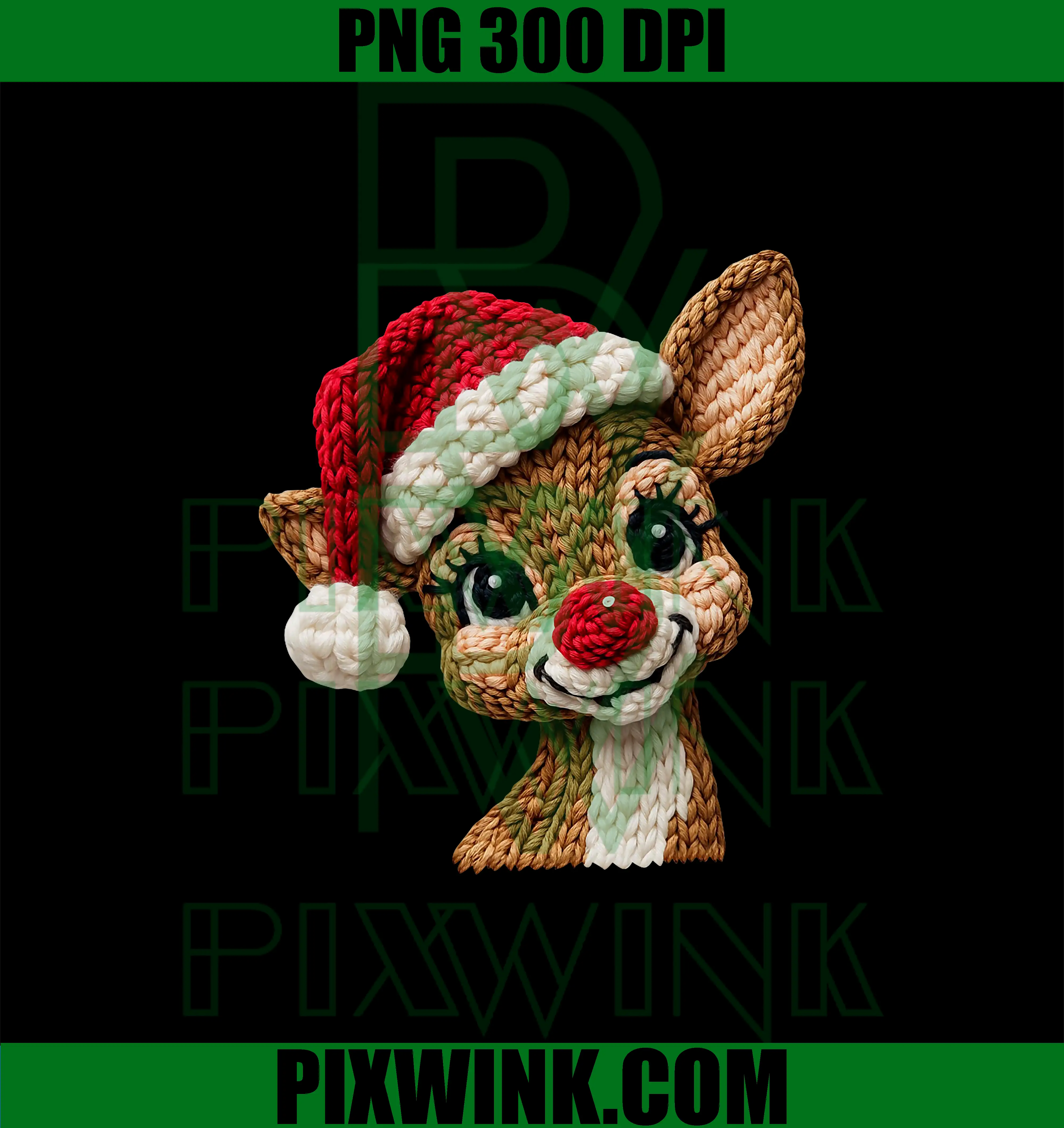 Christmas Reindeer Crochet Cute PNG, Merry Christmas Reindeers PNG