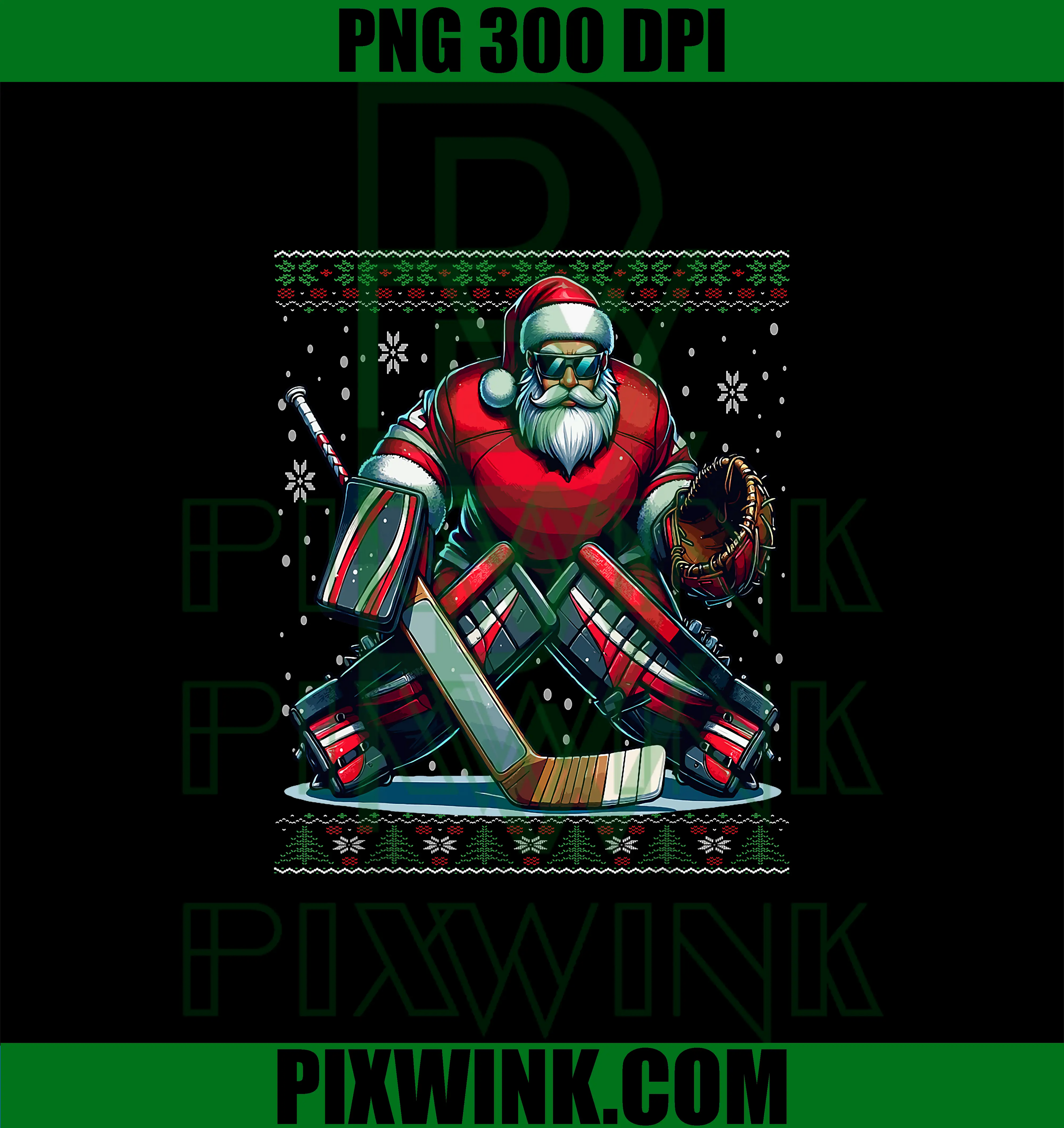Christmas Santa Hockey Goalie PNG, Sport Christmas PNG