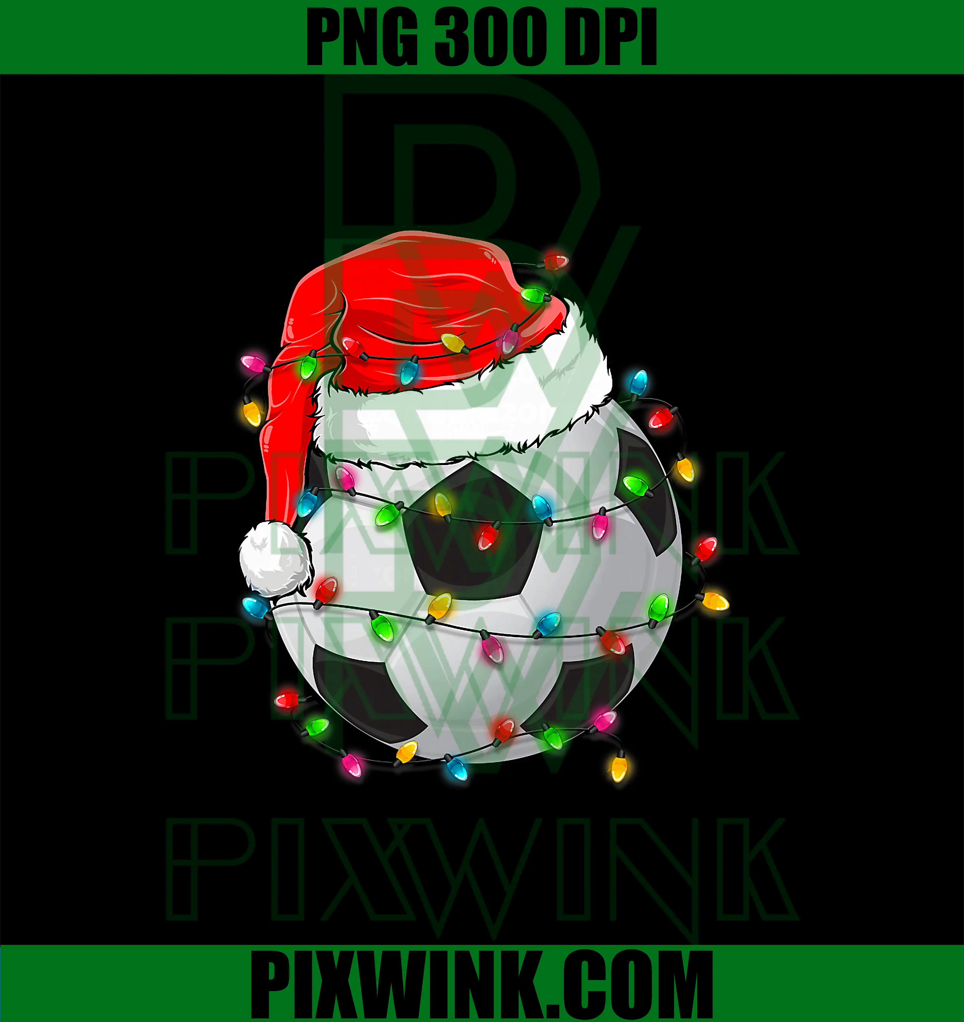 Christmas Soccer Ball Santa Hat PNG, Funny Sport Xmas PNG