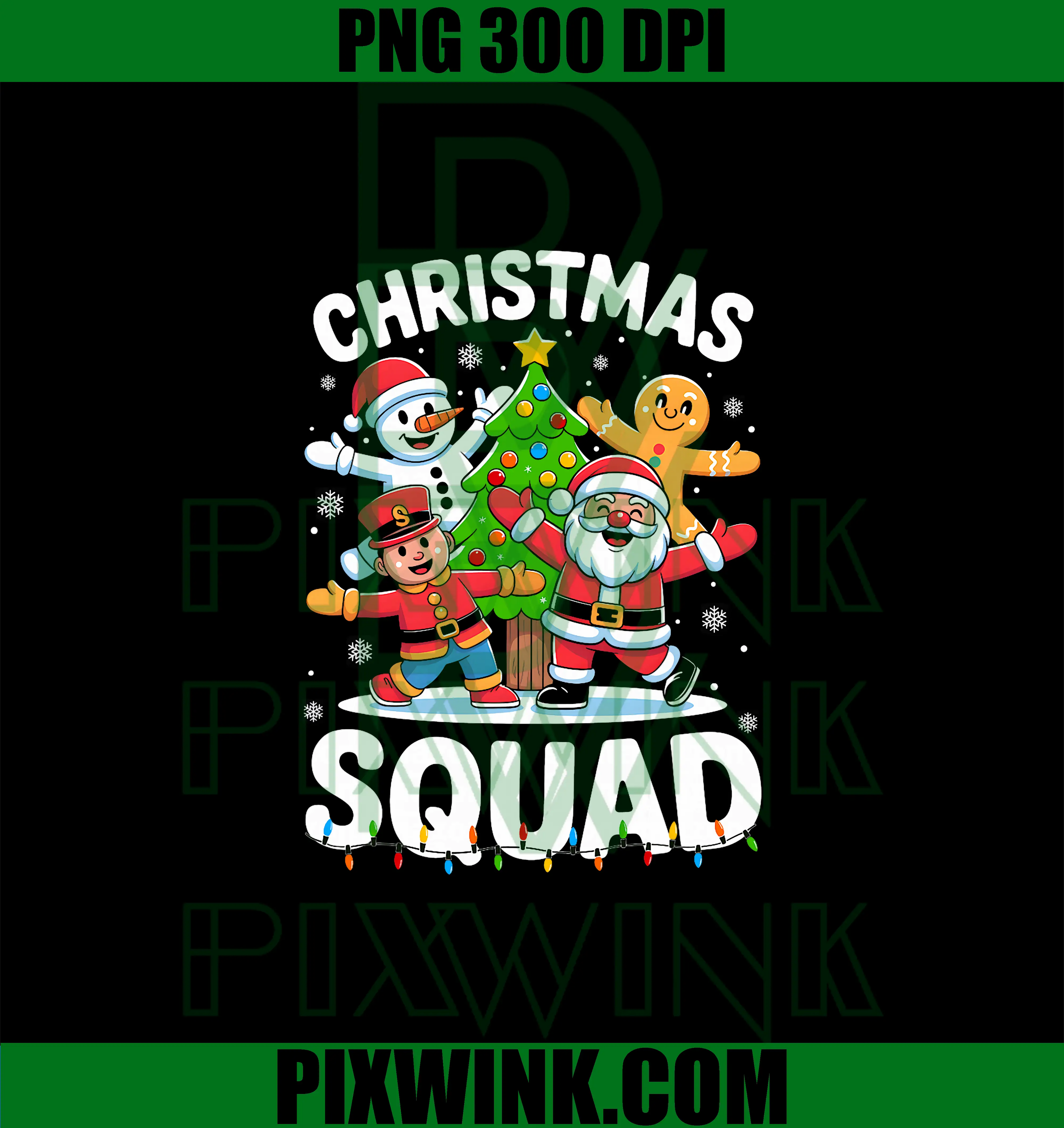 Christmas Squad Santa PNG, Dabbing Santa Family PNG