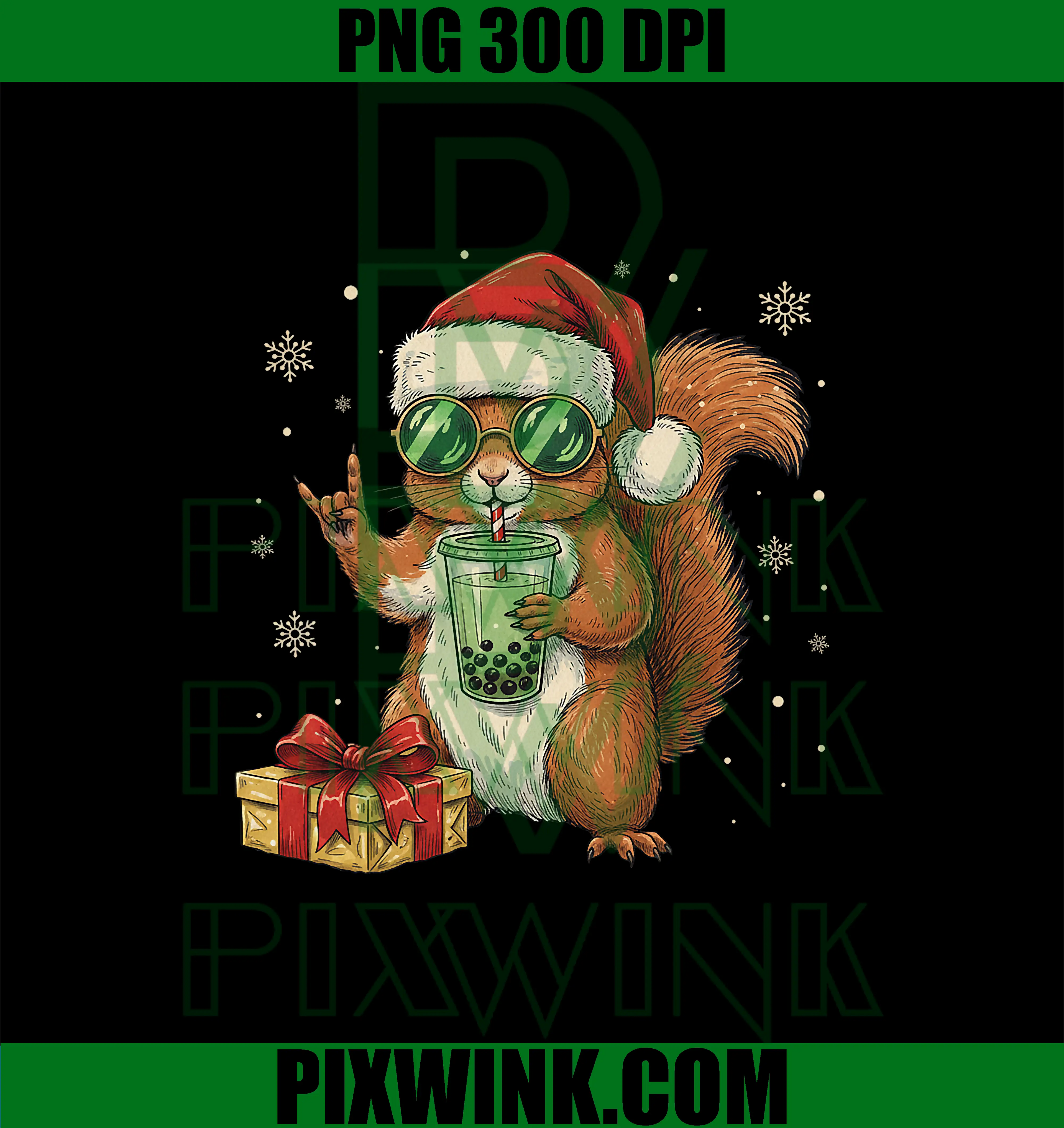 Christmas Squirrel Santa PNG, Xmas Rock Squirrel Lover PNG