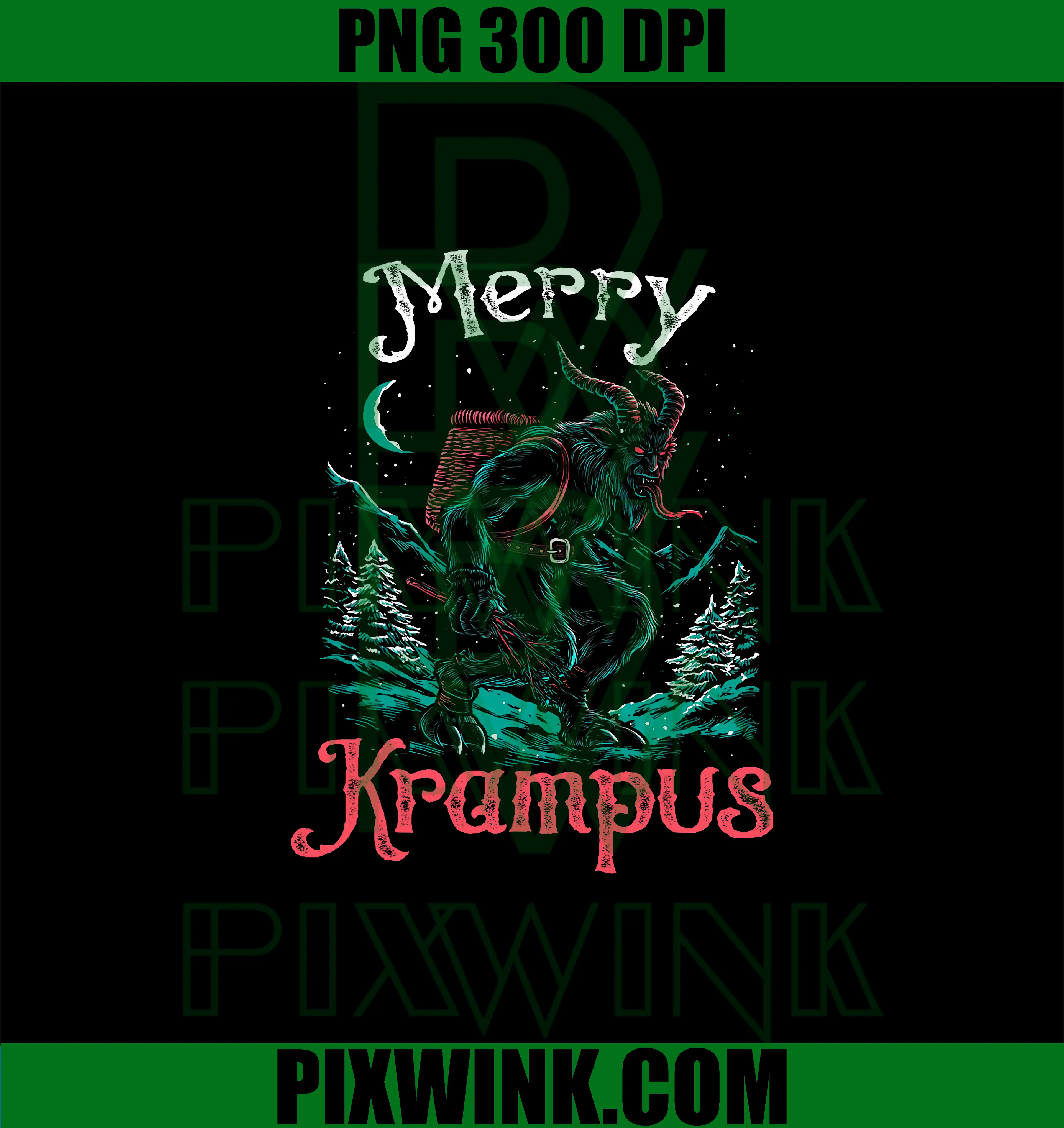 Classic Folklore Christmas Merry Krampus PNG, Festive Horror Xmas PNG