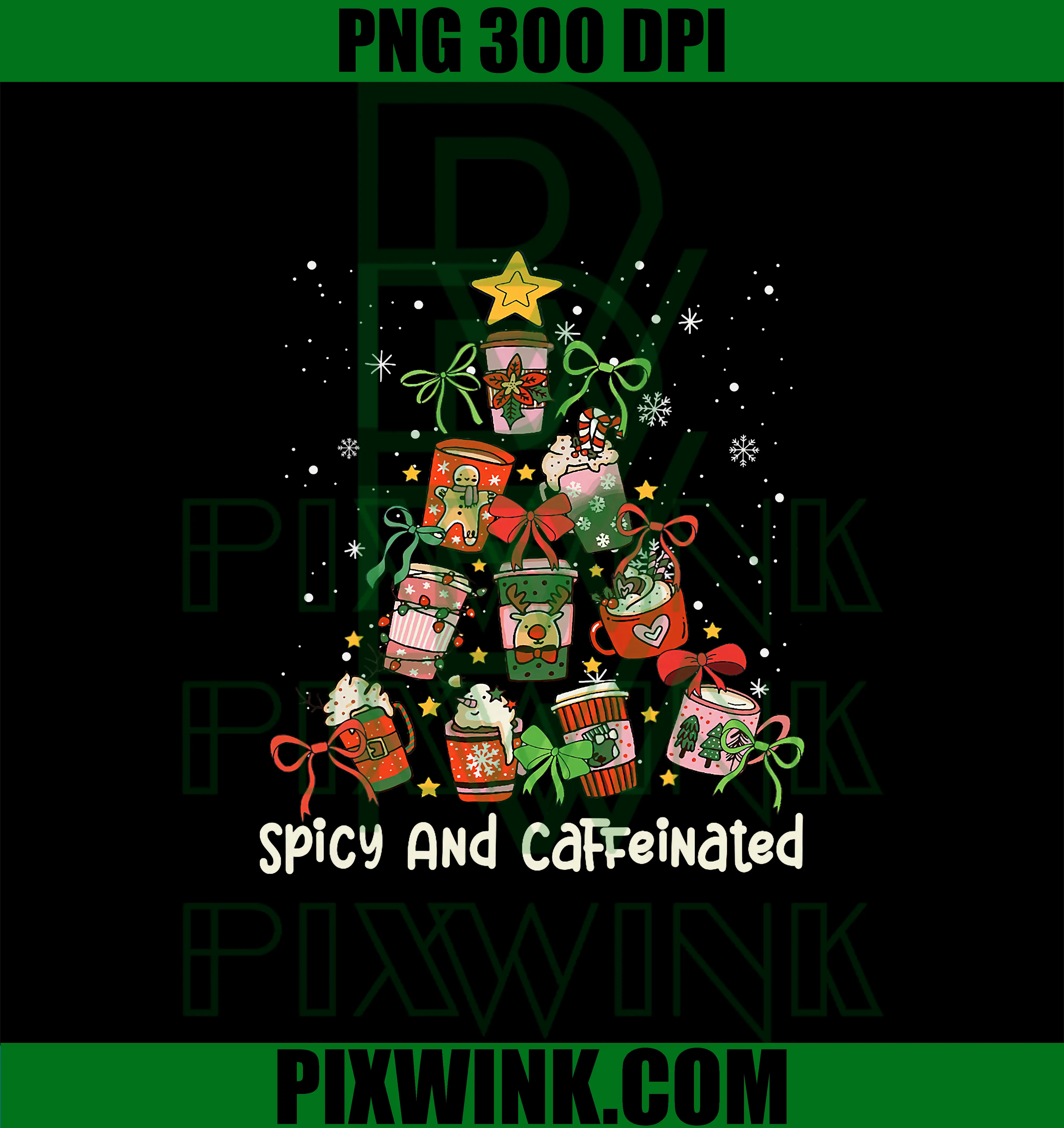 Coffee Coquette Bow Xmas Tree PNG, Christmas Spicy Caffeinated PNG