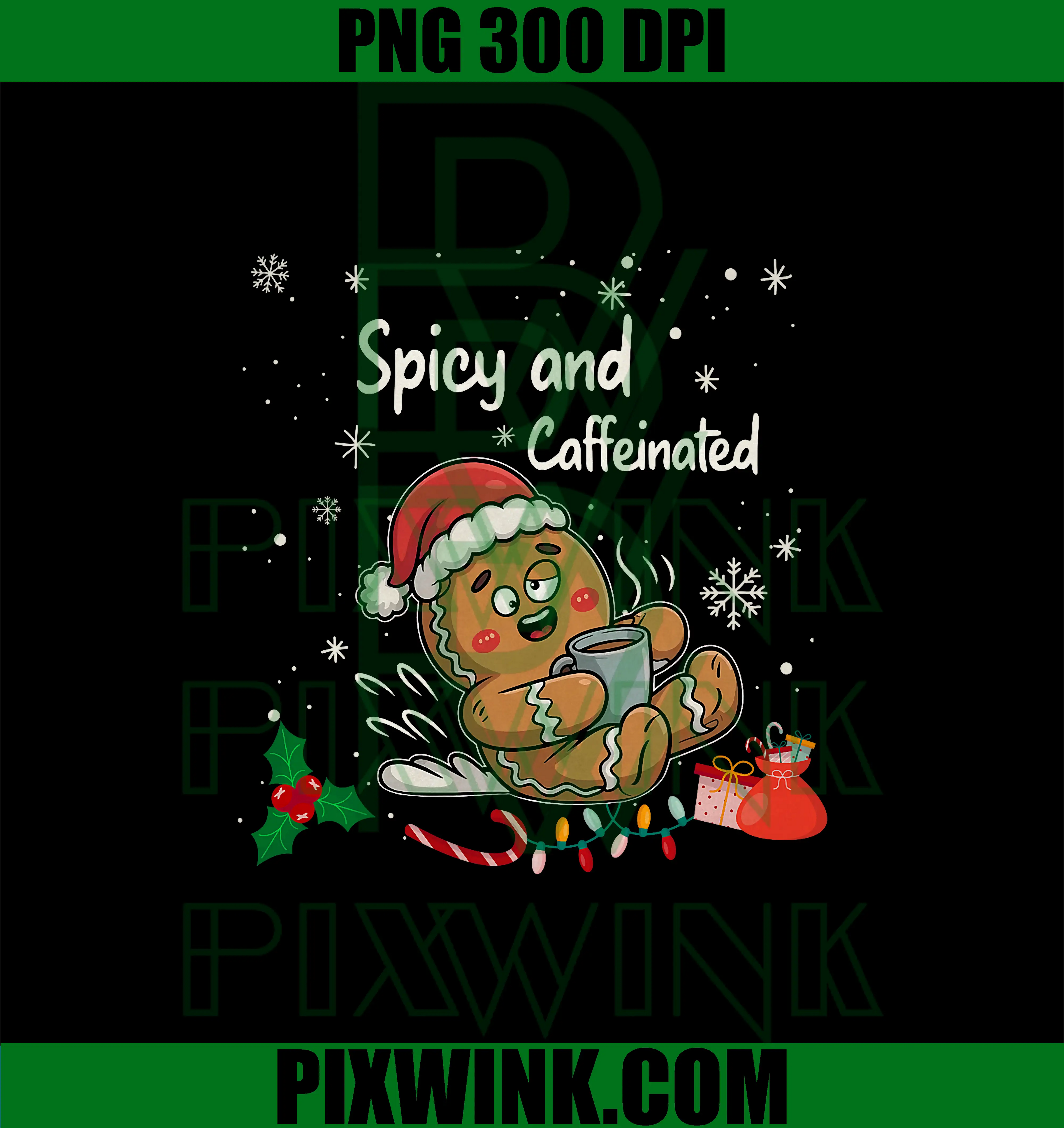 Coffee Gingerbread Christmas PNG, Spicy and Caffeinated PNG
