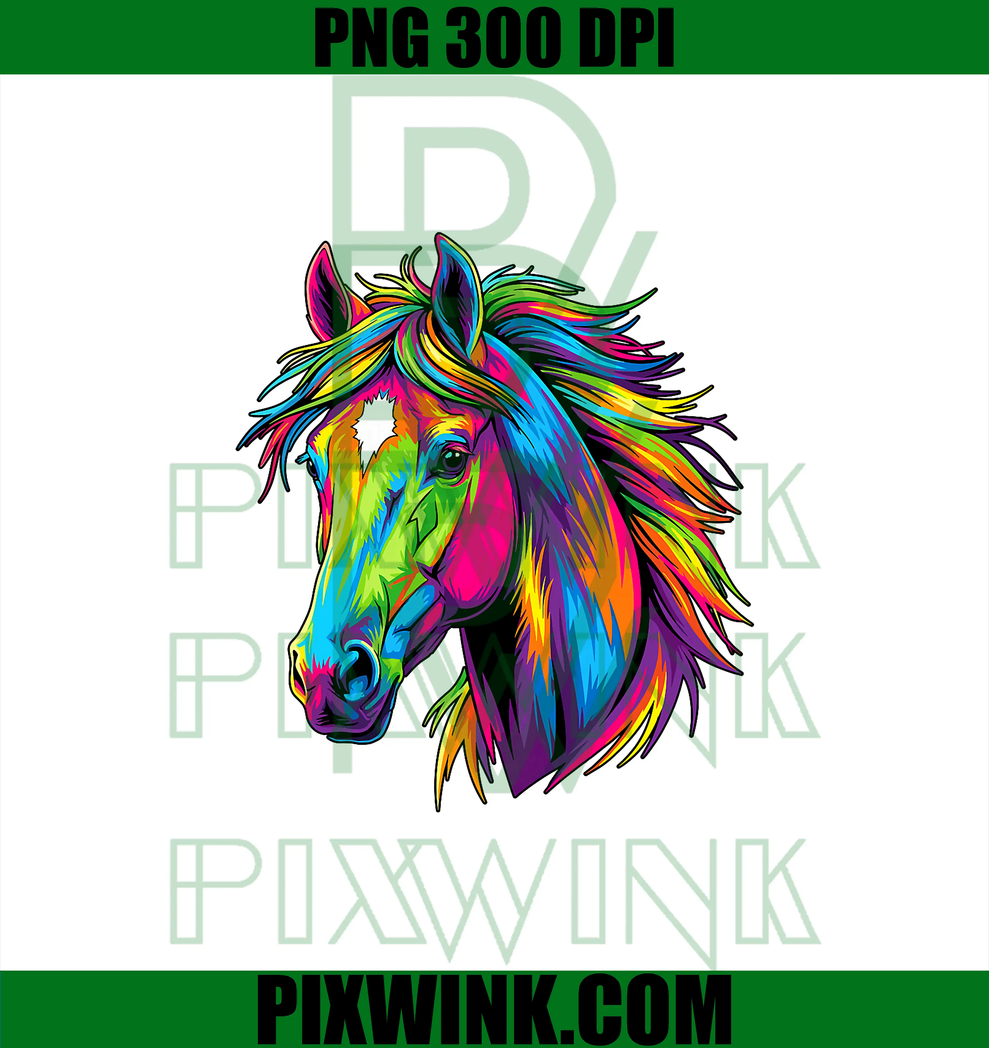 Colorful Pop Art Horse Head PNG, Vibrant Rainbow Horse Portrait PNG