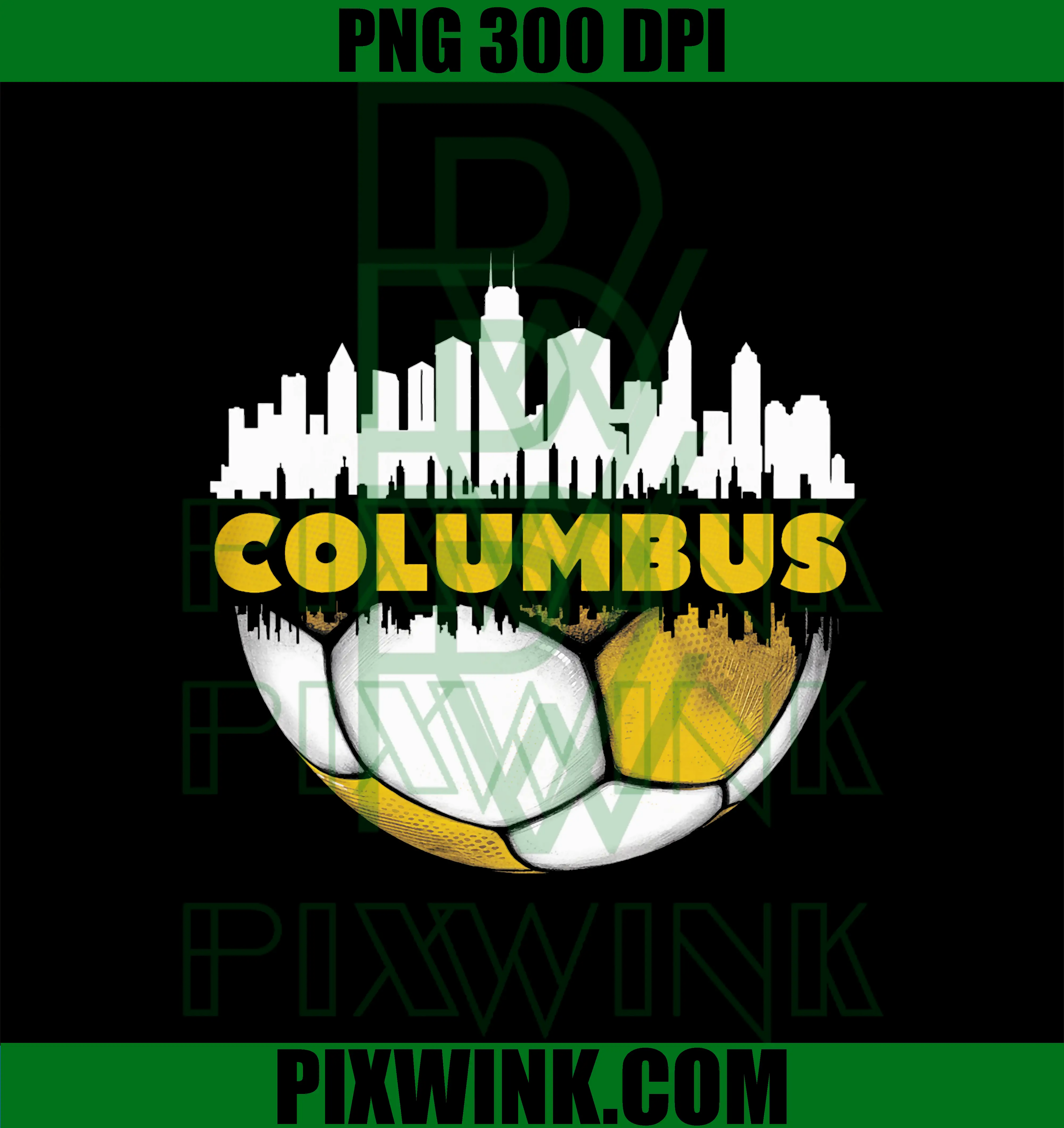 Columbus Soccer PNG, City Skyline Soccer Lover & Fan PNG