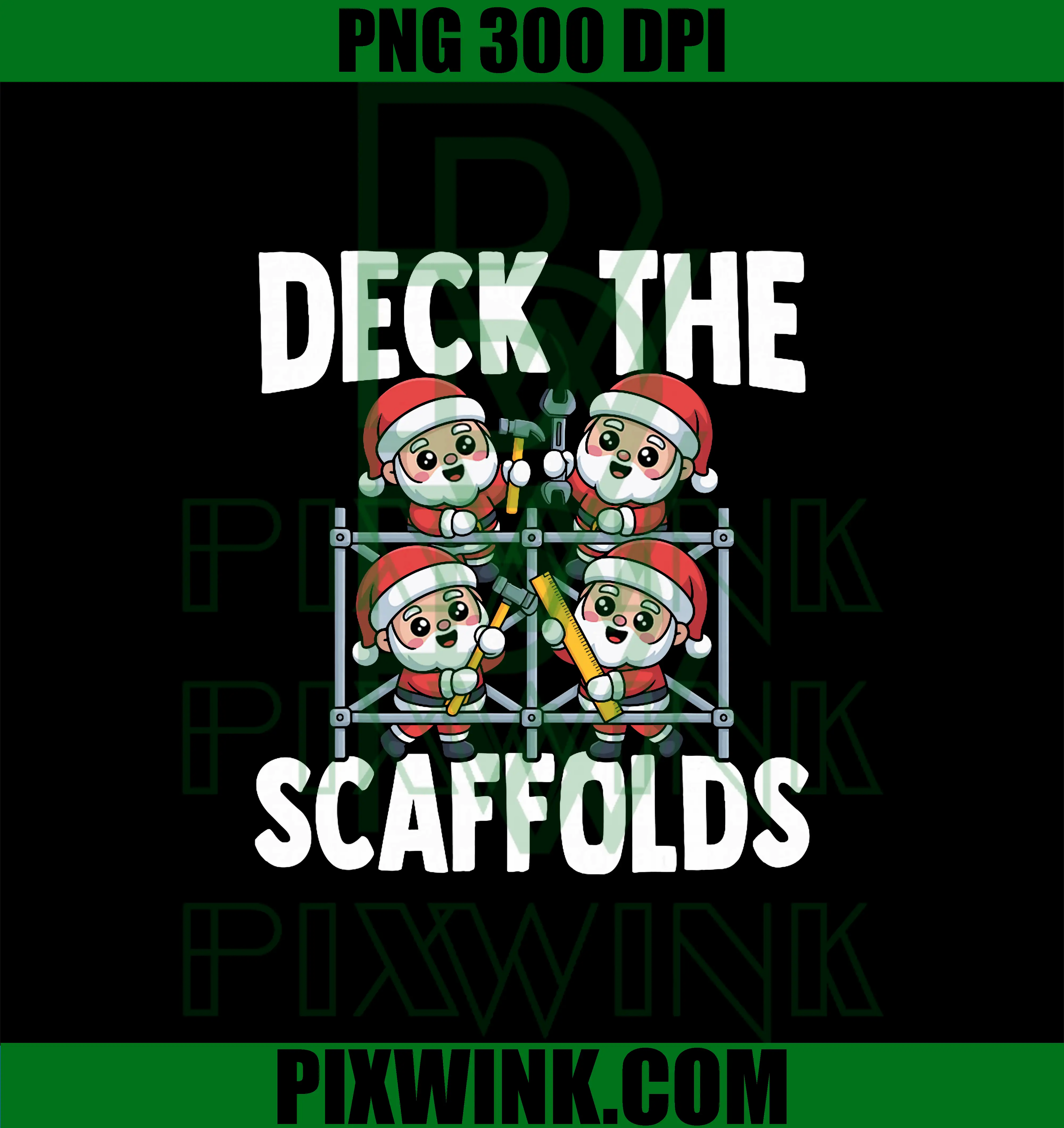 Deck The Scaffolds PNG, Worker Santa Christmas Scaffolding PNG