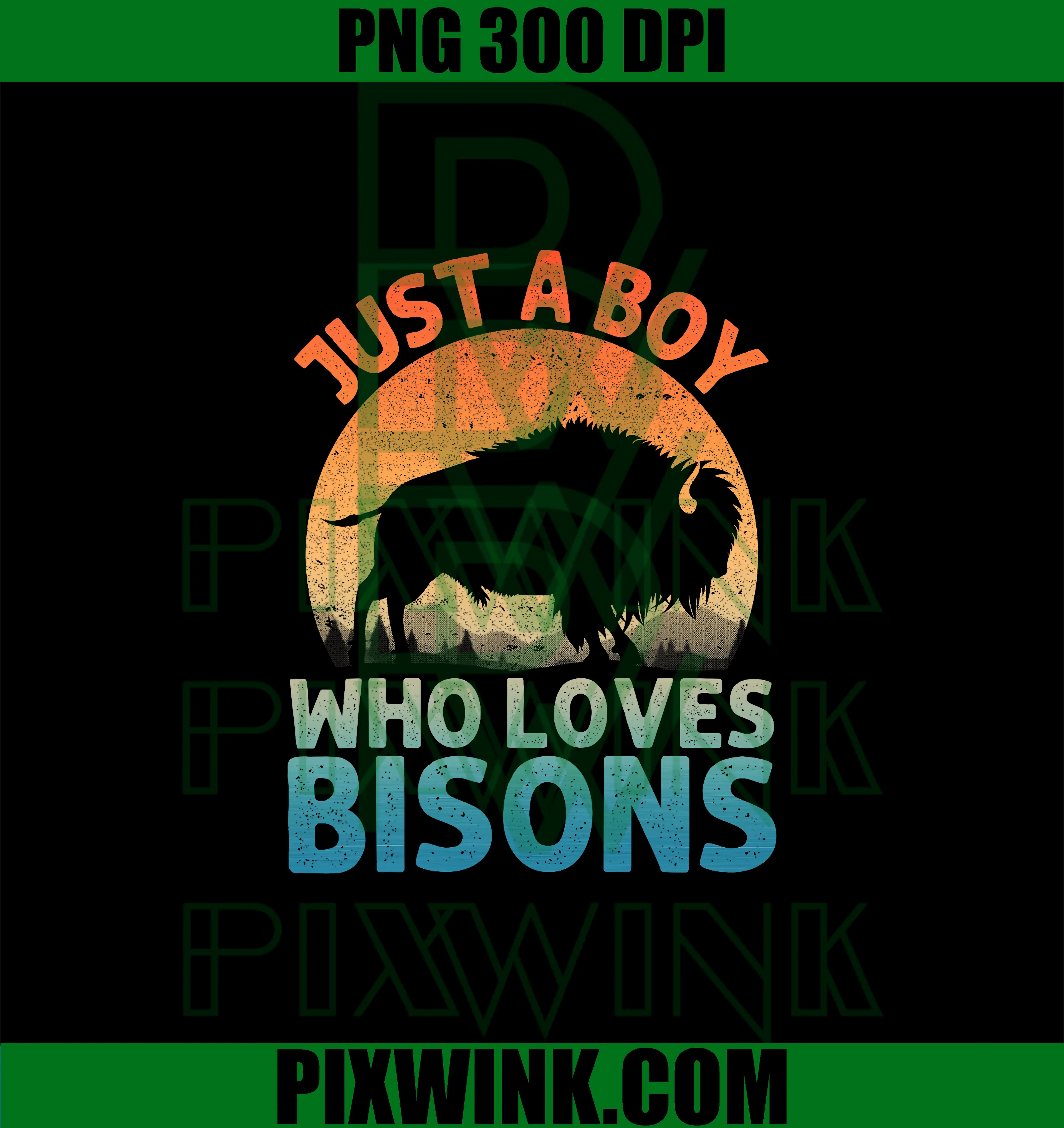 Just A Boy Who Loves Bisons PNG, Wildlife Bison Silhouette Art PNG