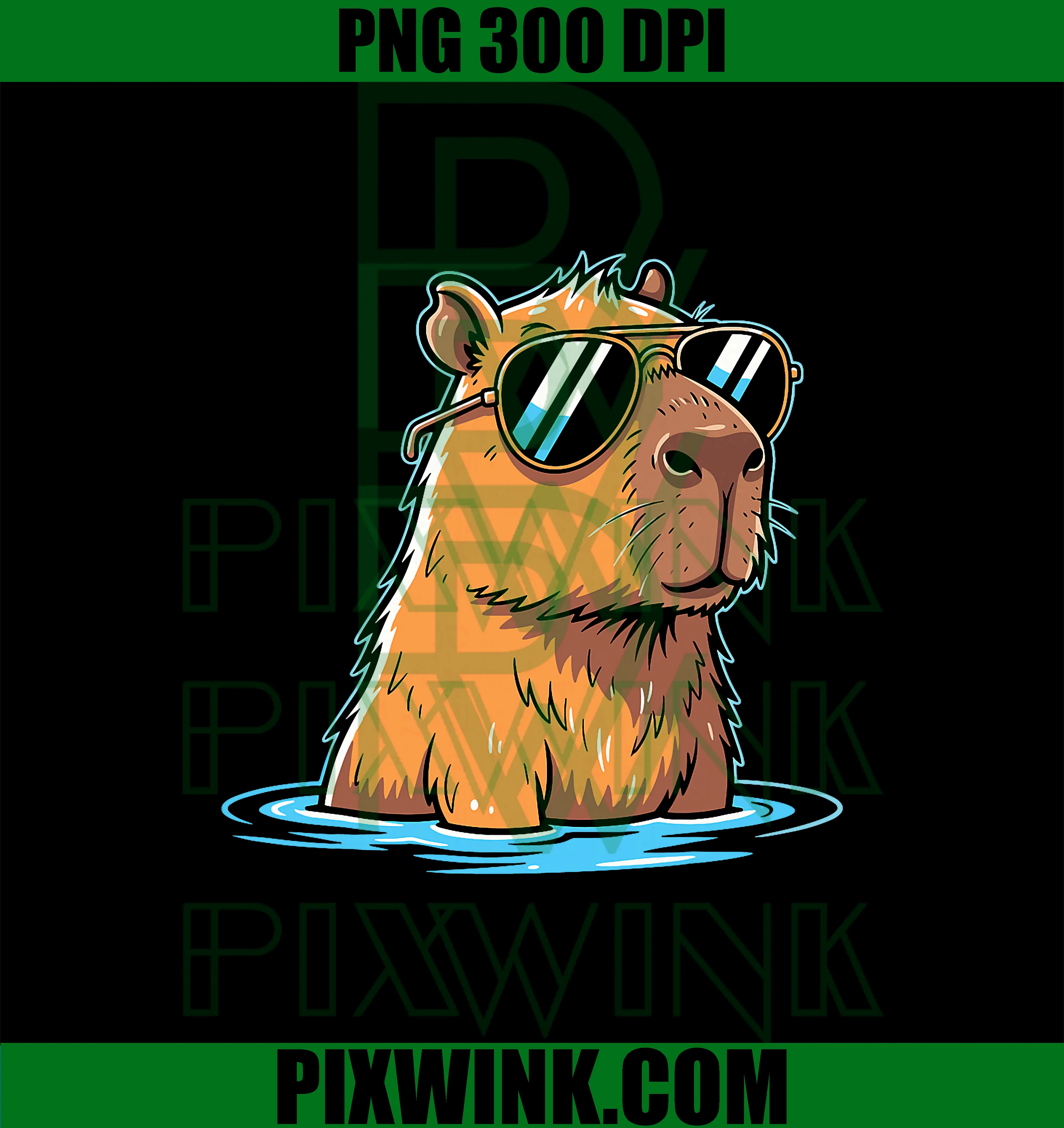 Cool Capybara in Sunglasses PNG, Funny Animal PNG