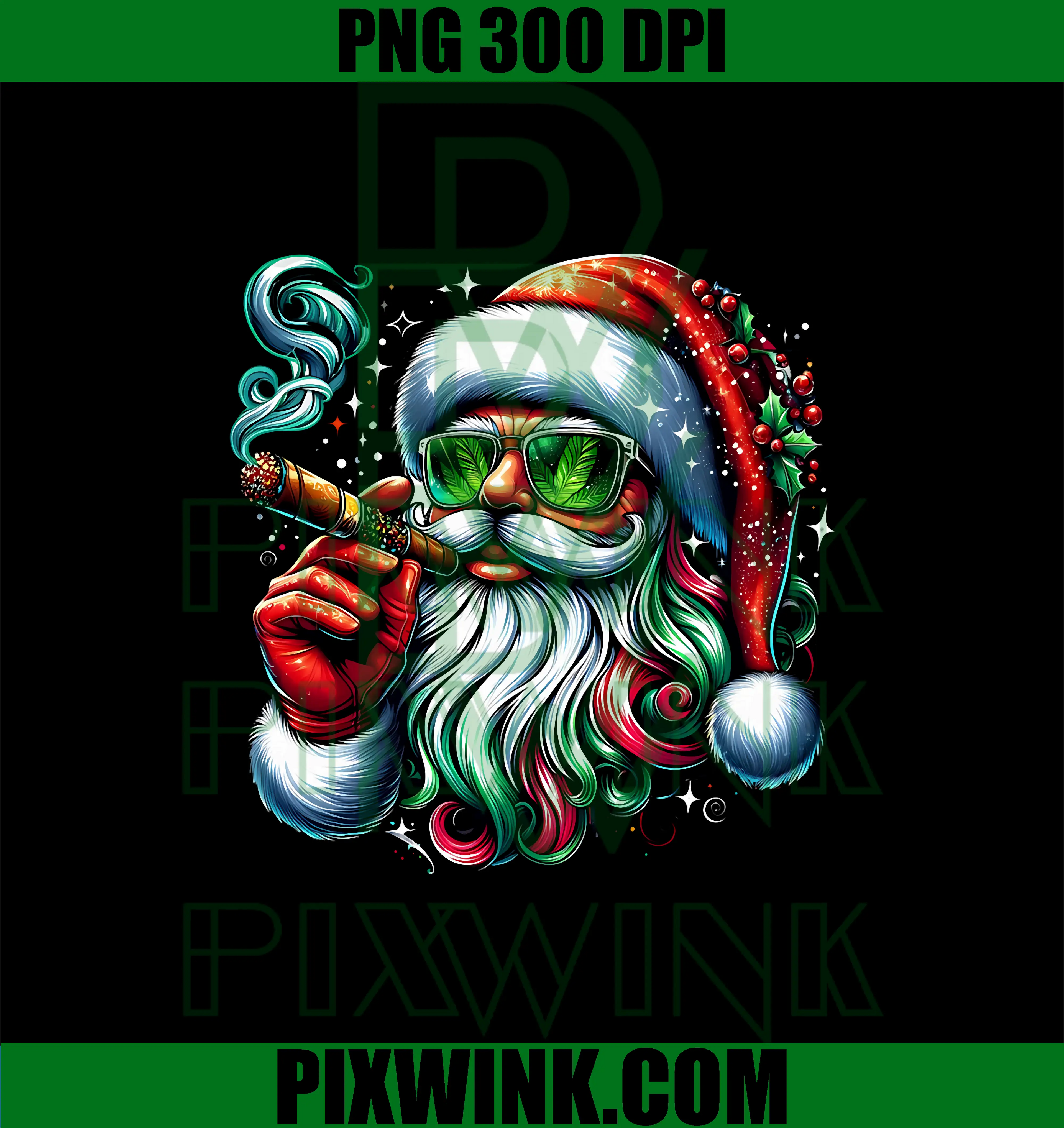 Cool Santa Claus Smoking PNG, Weed Marijuana 420 Day Christmas PNG