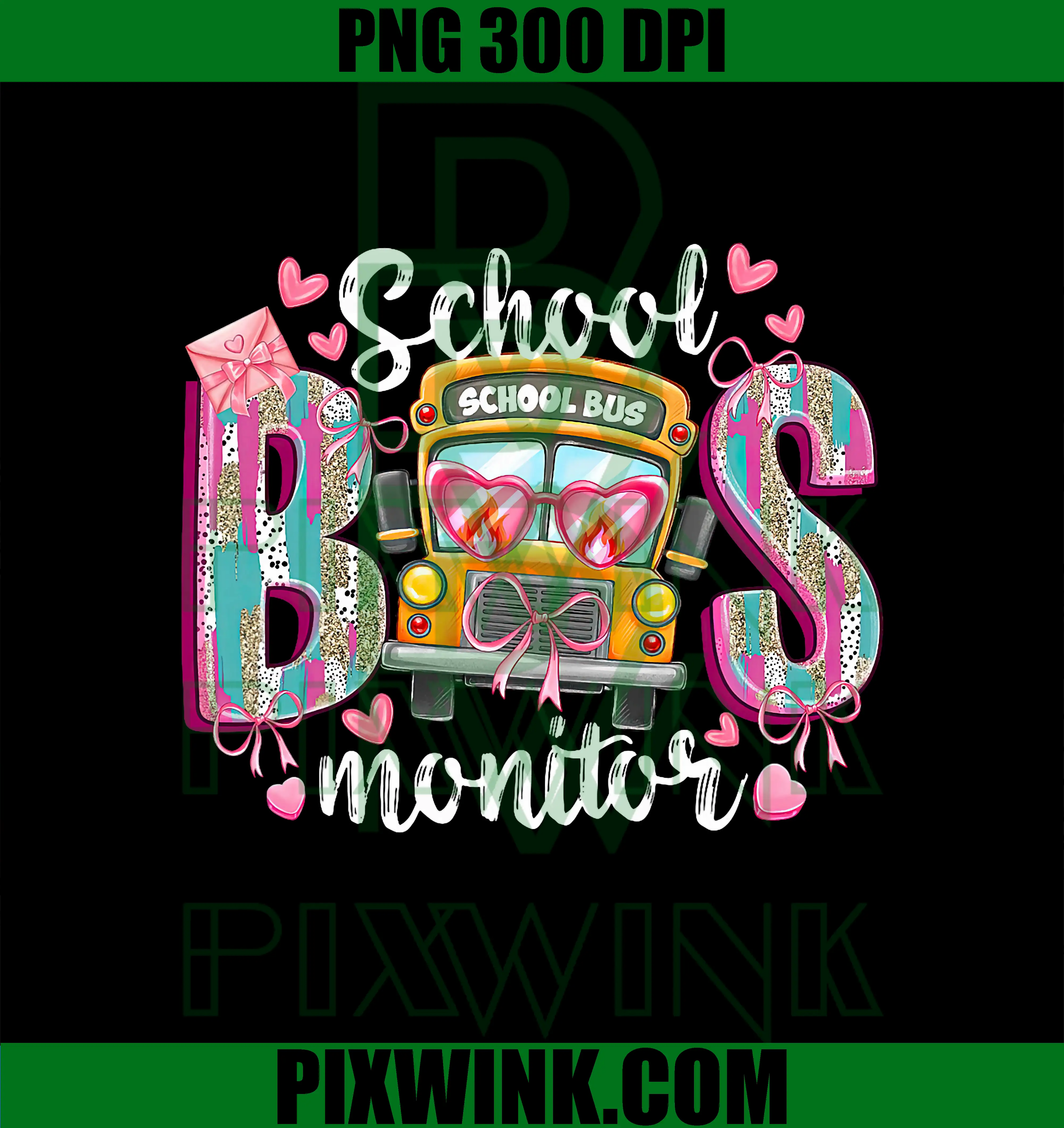 Coquette School Bus Monitor PNG, Bus Driver Valentines Student PNG