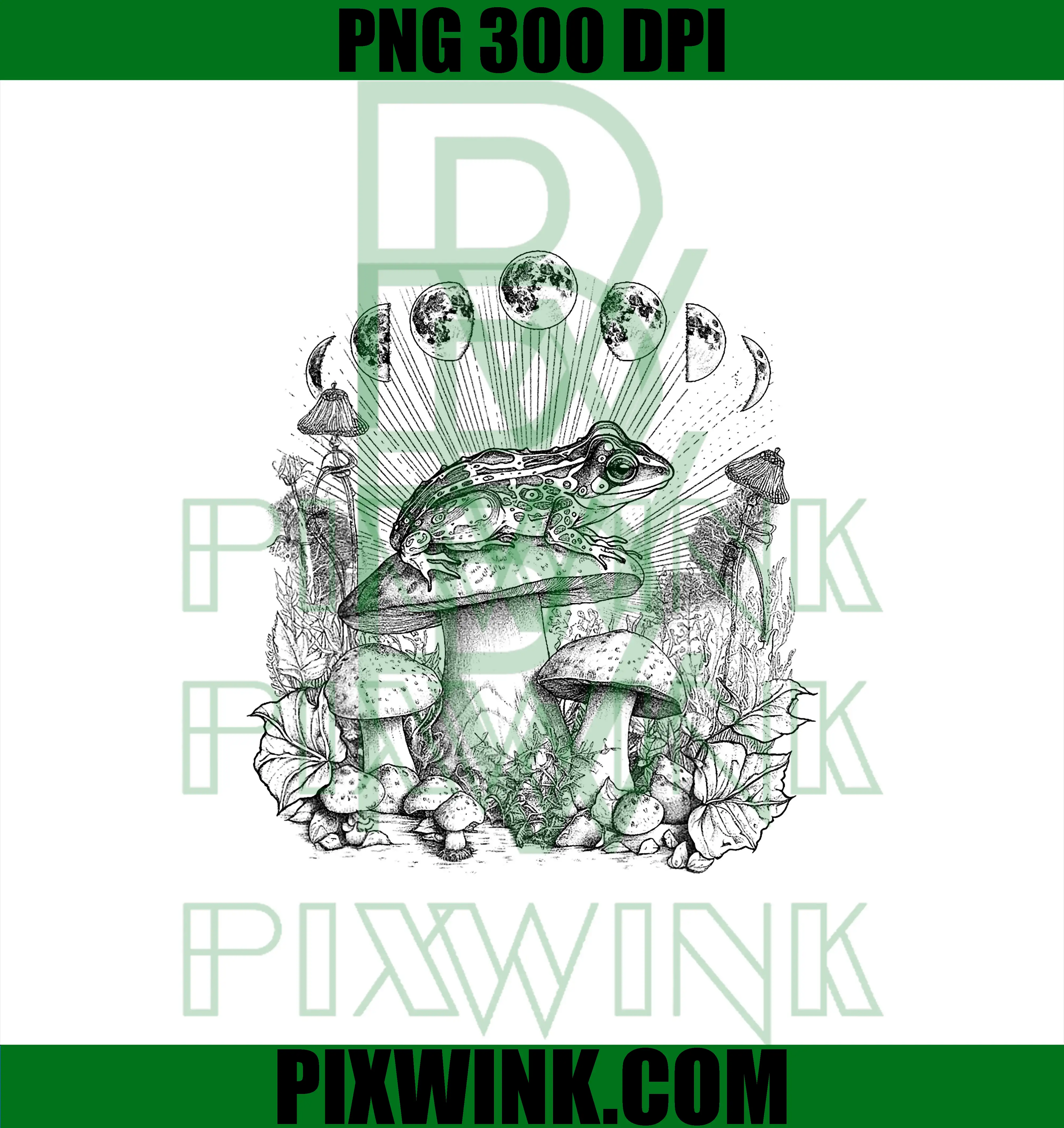 Cottagecore Aesthetic Frog PNG, Frog Mushroom PNG