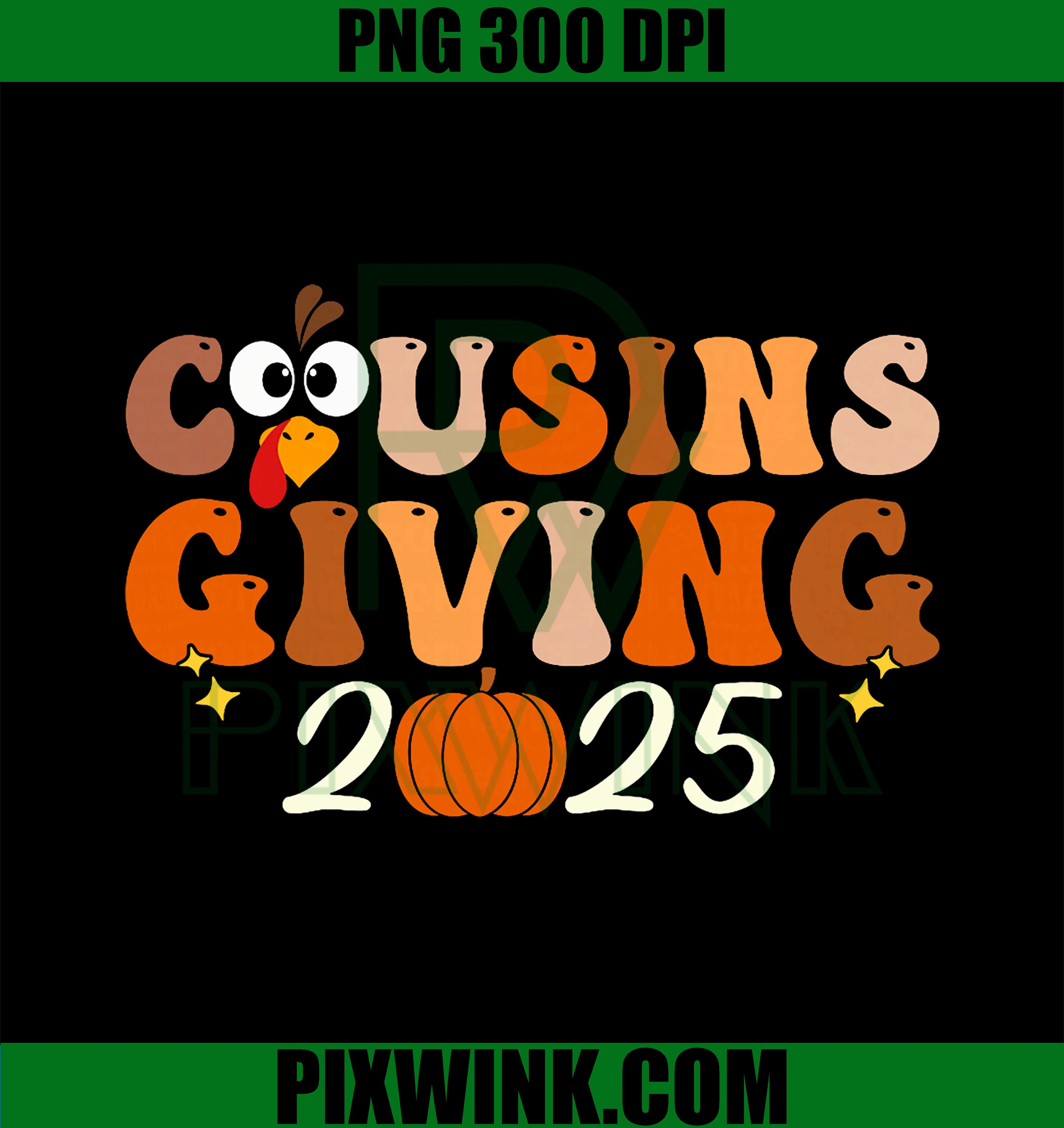 Cousins Giving 2025 PNG, Retro Thanksgiving Family Matching Fall PNG