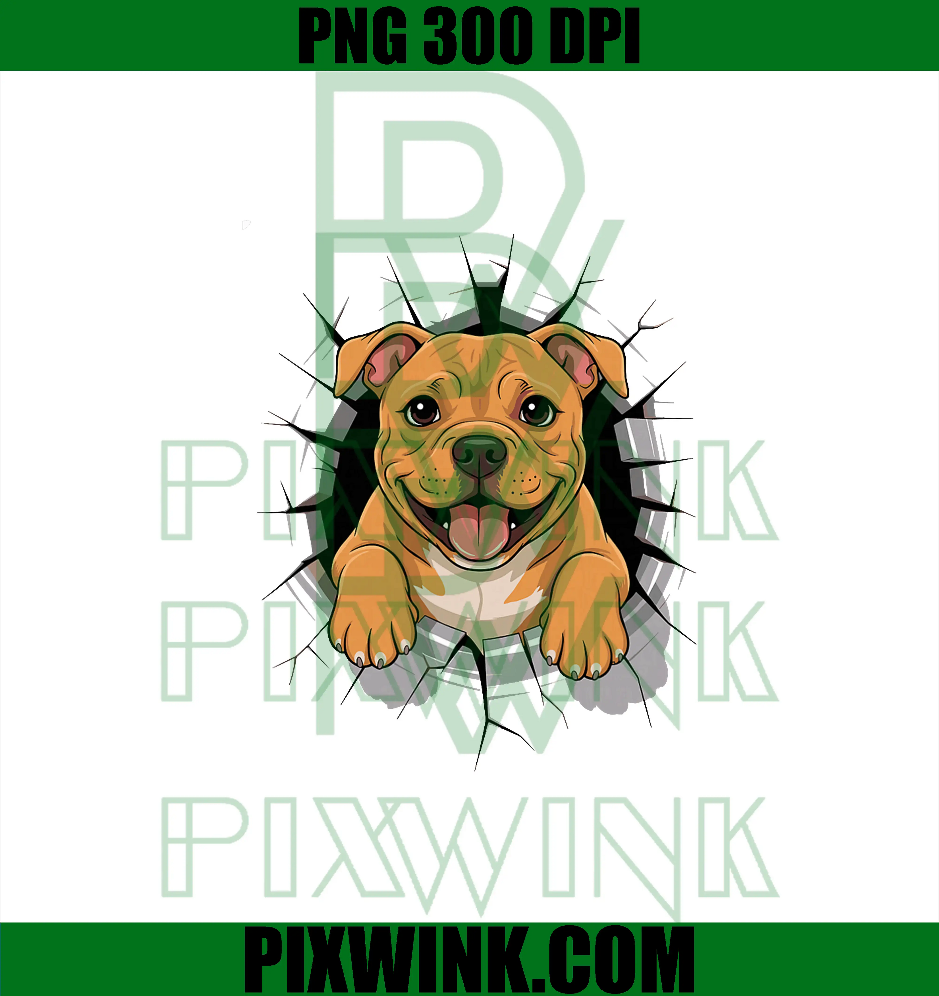 Cracked Wall Staffordshire Bull PNG, Terrier Staffy PNG