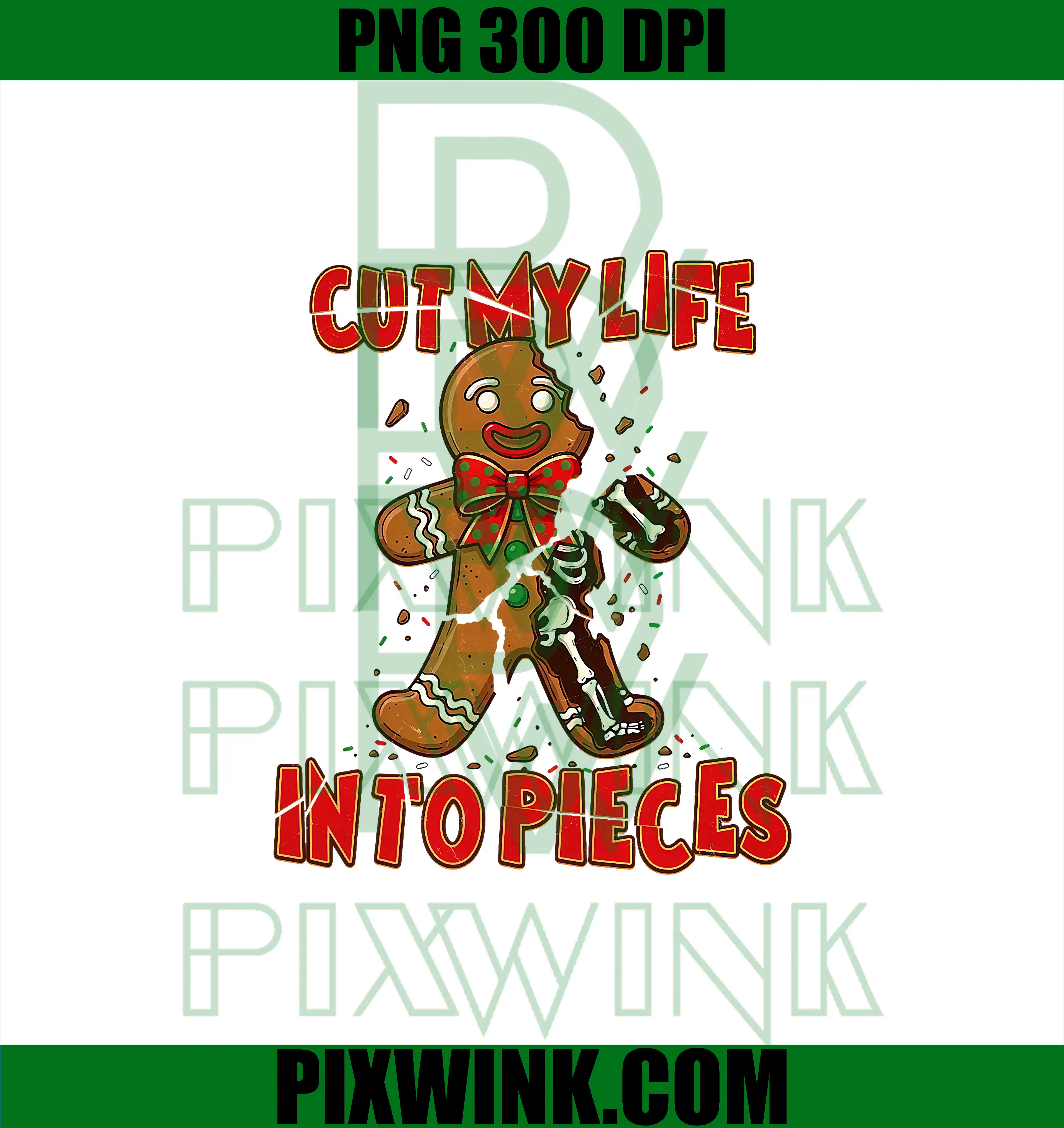 Cut My Life Into Pieces Gingerbread PNG, Christmas Elder Emo PNG
