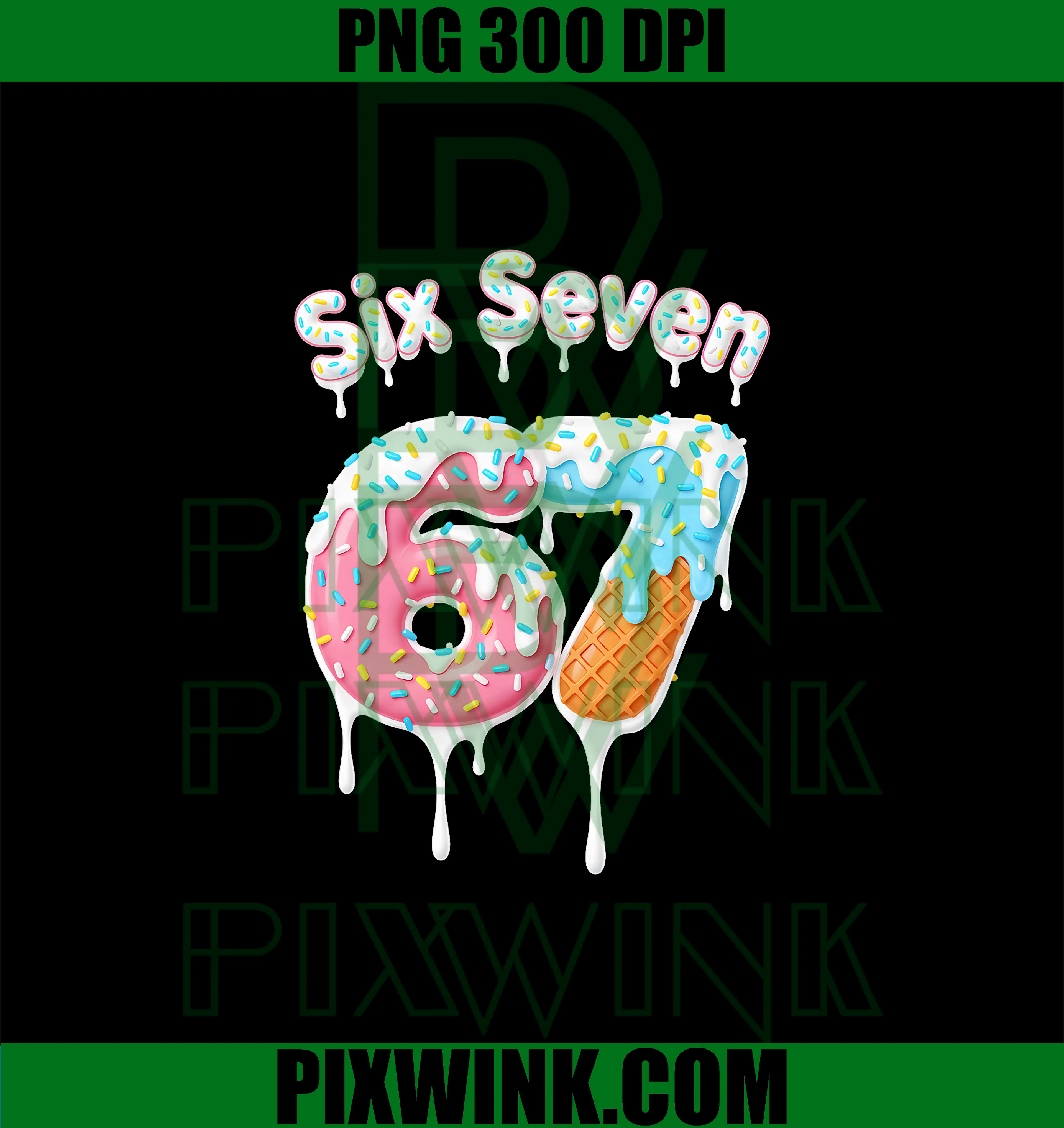 Cute 6 7 Meme PNG, Ice Cream Drip Six Seven PNG, 67 Ice Cream PNG