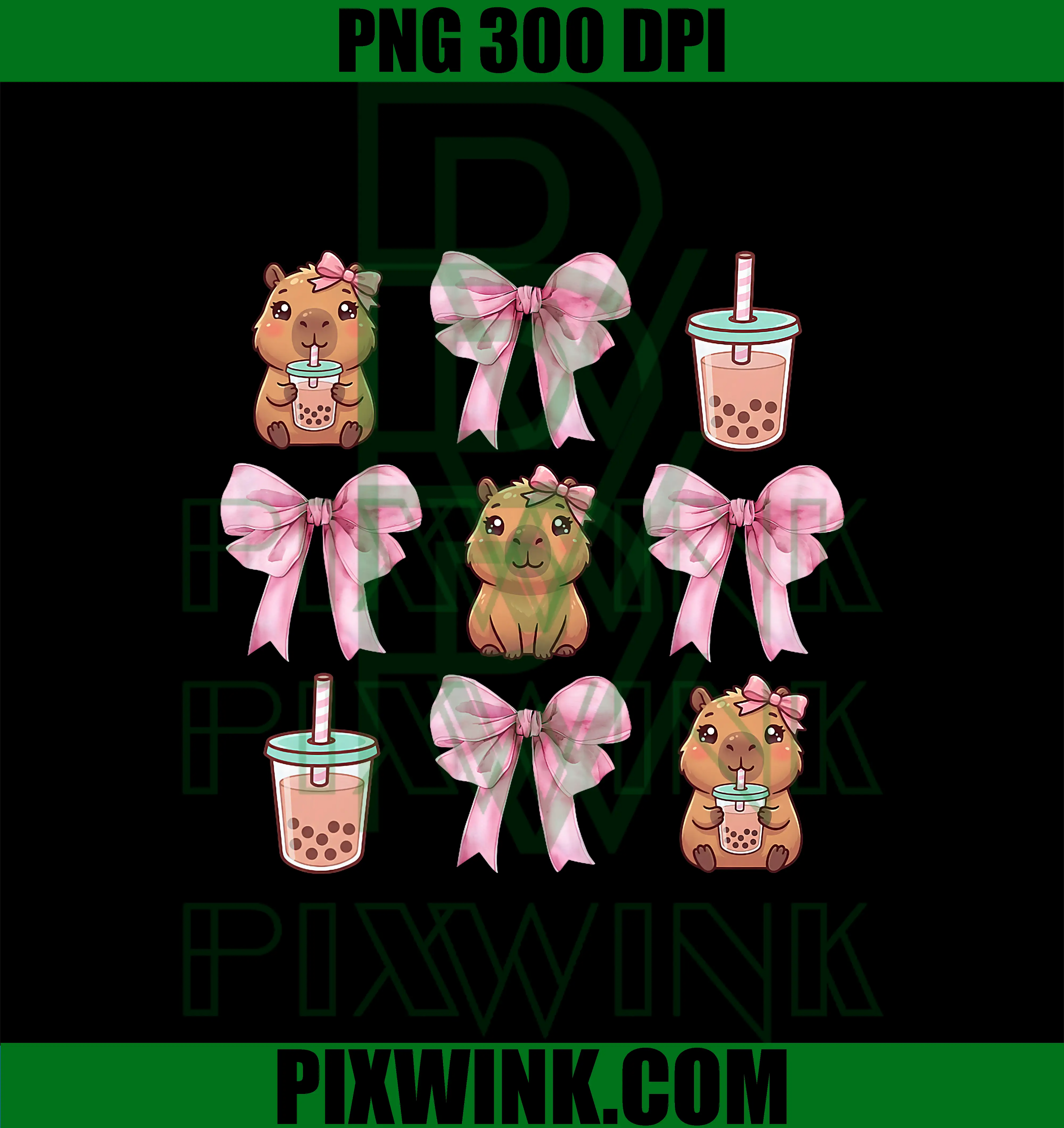Cute Capybara Kawaii PNG, Capybara Drinking Bubble Tea PNG