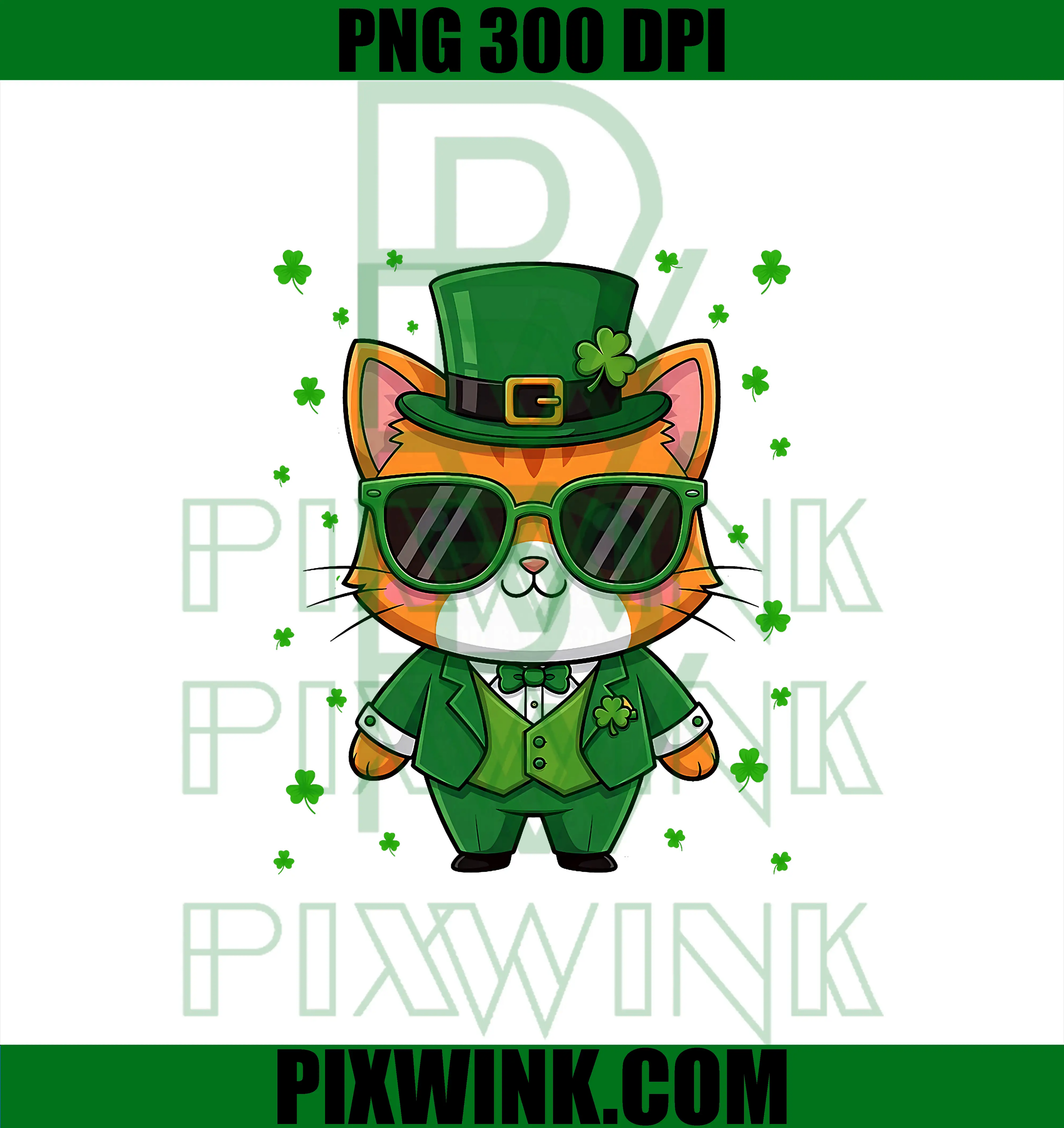 Cute Cat Leprechaun Shamrock PNG, Funny St Patrick's Day PNG