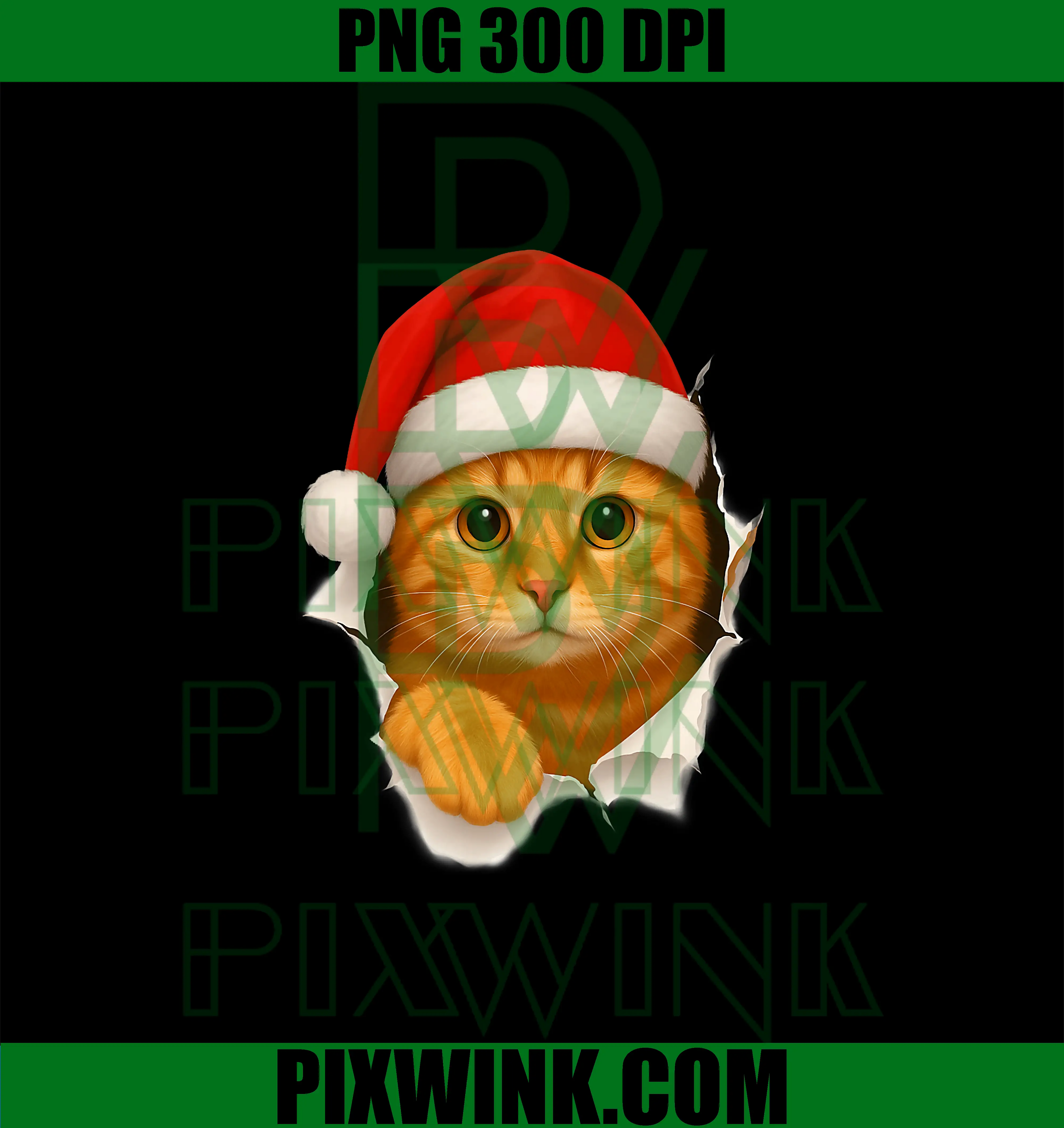 Cute Christmas Cat in Santa Hat PNG, Funny Kitten Lover Pet Cats PNG
