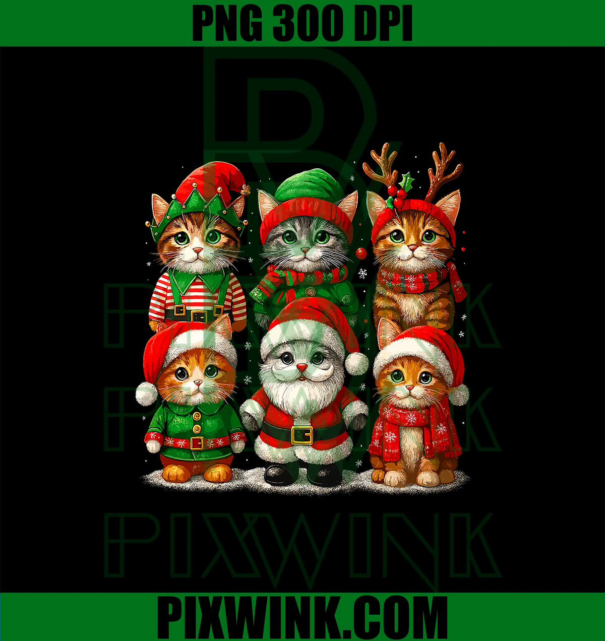 Holiday Cat Squad Christmas PNG, Cute Festive Kittens Artwork PNG