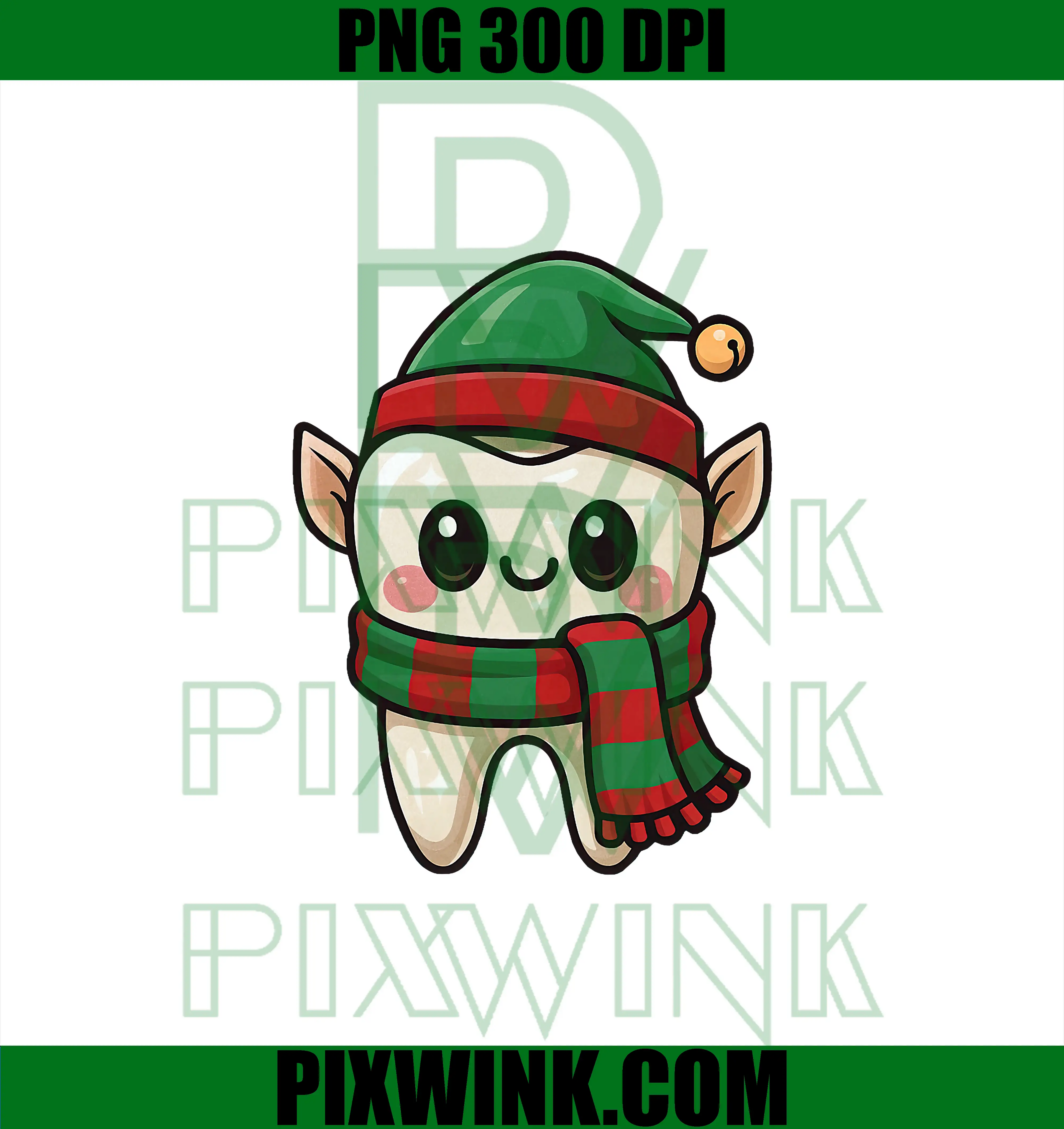Cute Christmas Elf Tooth PNG, Funny Dentistry Dentist PNG