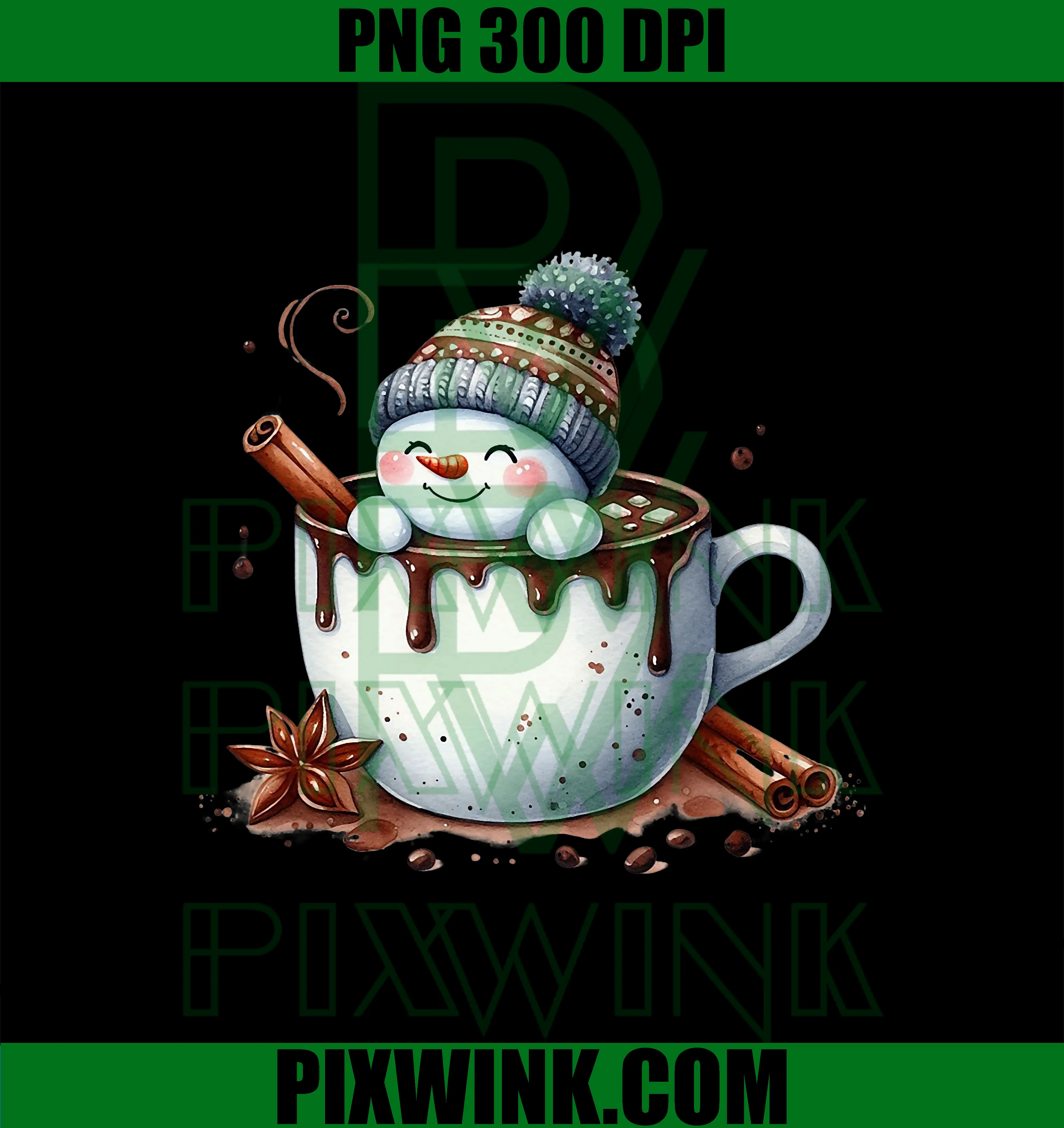 Cute Christmas Hot PNG, Chocolate Snowman PNG