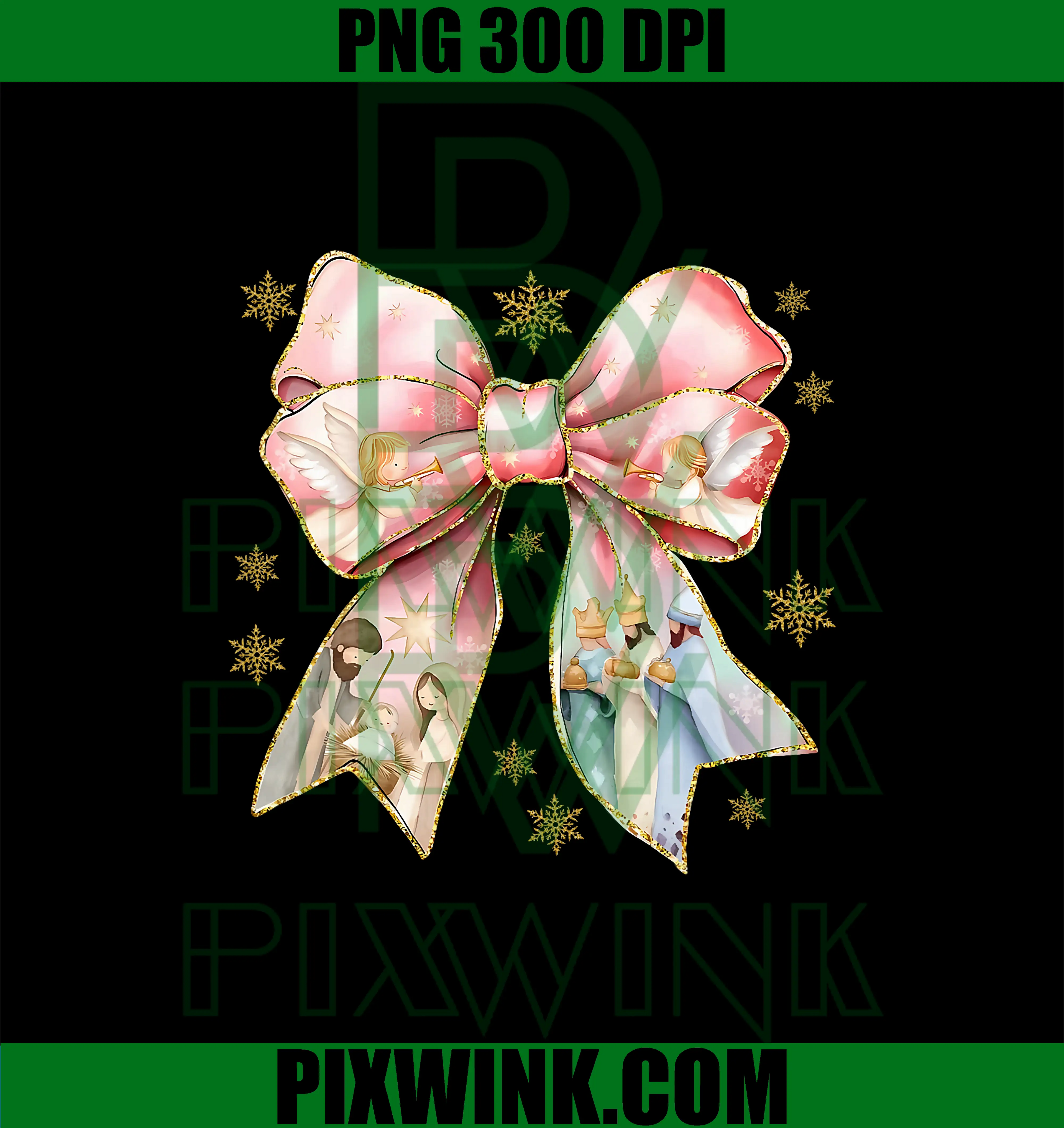 Cute Coquette Bow Baby PNG, Jesus Nativity Scene Christian Xmas PNG