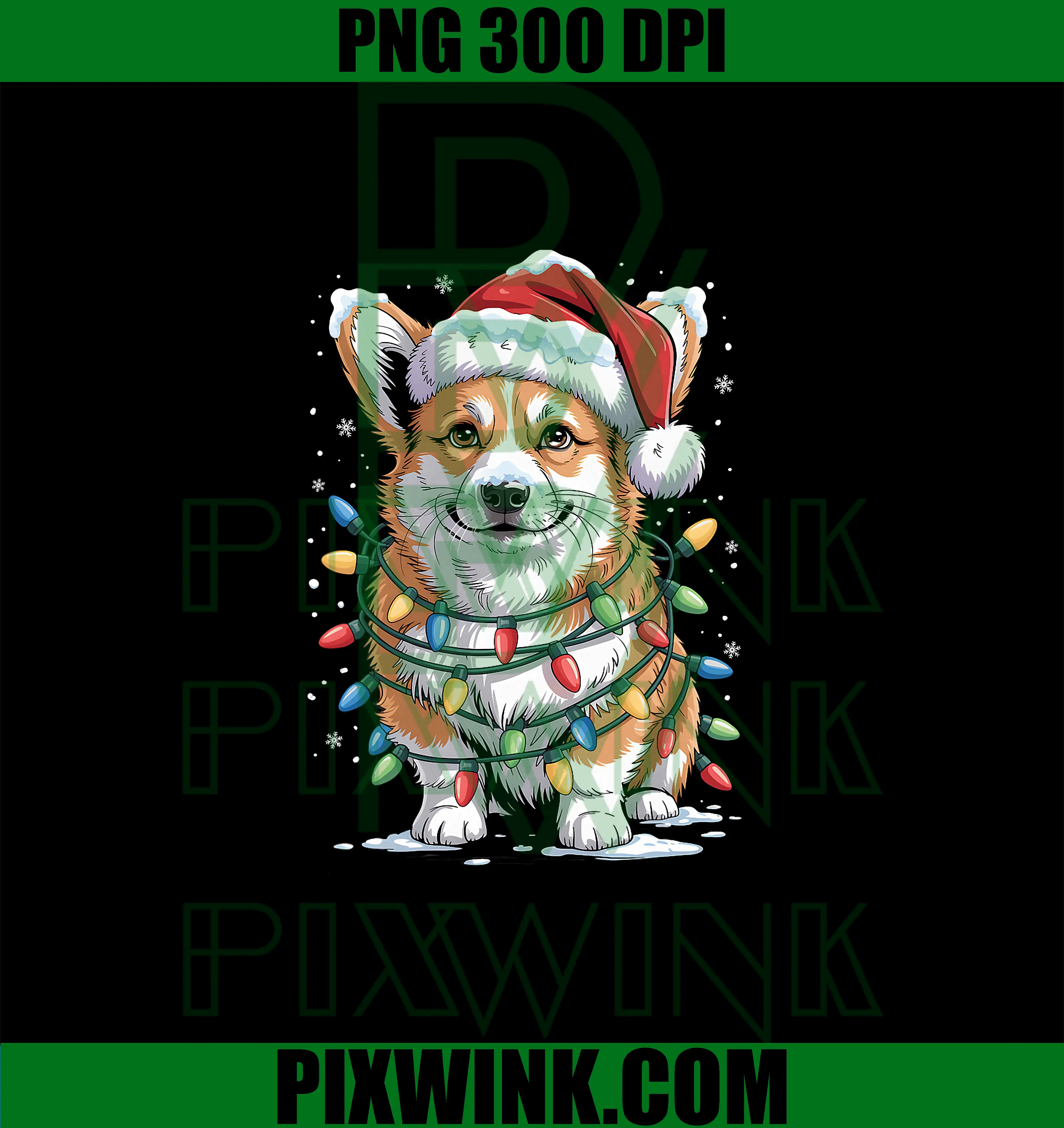 Cute Corgi Christmas Tree PNG, Santa Lights Dog PNG, Xmas Corgi PNG