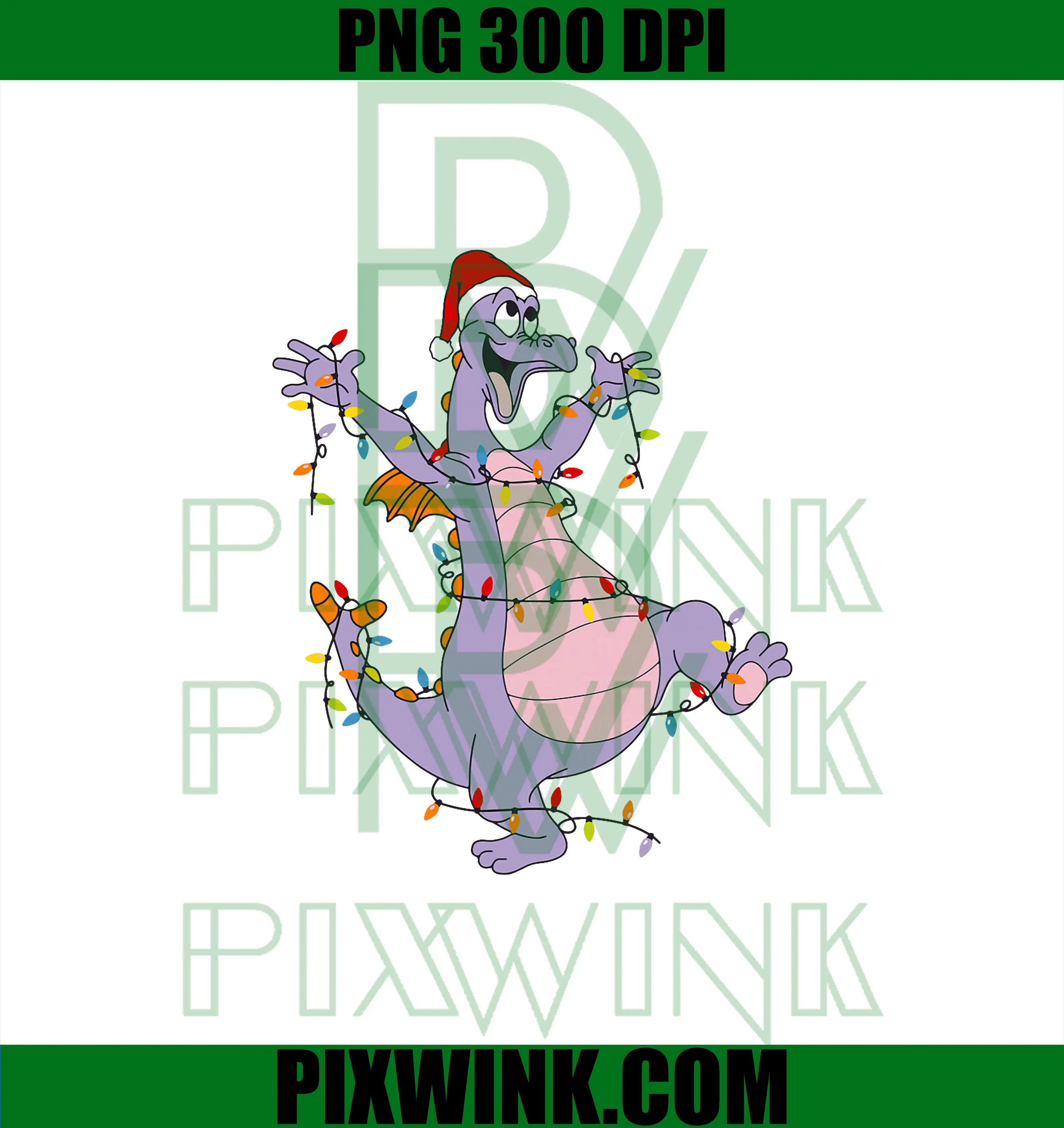 Cute Dragon Christmas Lights PNG, Santa Hat Animal PNG