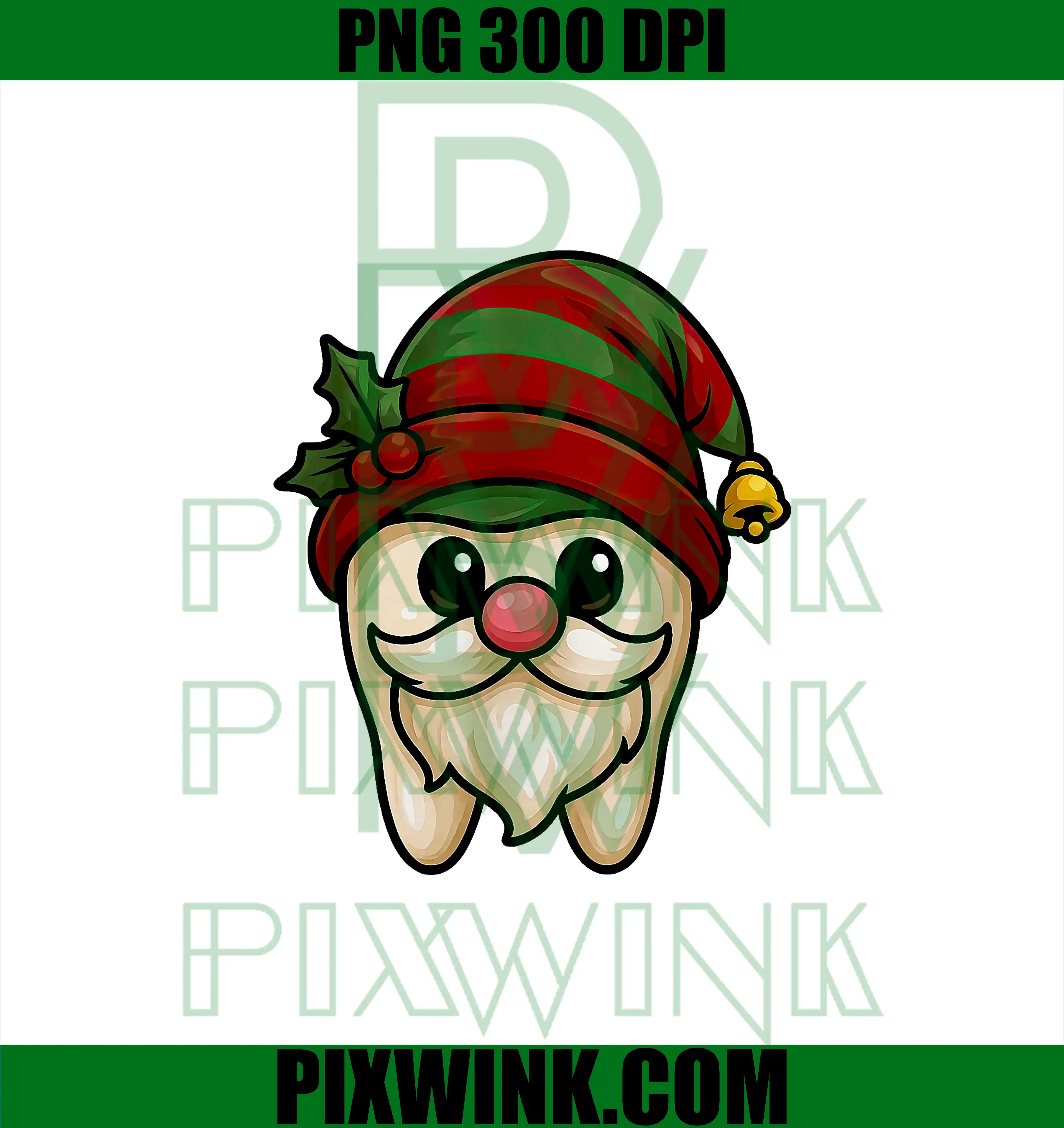Cute Garden Gnomes Tooth PNG, Funny Christmas Dentistry PNG